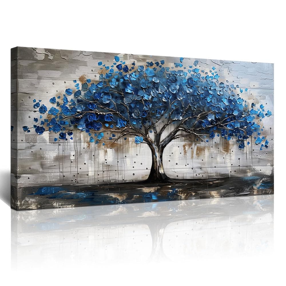 Lapremoly Framed Wall Art For Office Wall Decor For Living Room Bedroom Decor Tree Panoramic Landscape Wall Paintings Canvas Prints Textured Abstract Pictures Artwork Modern Home Decoration 30"X60"