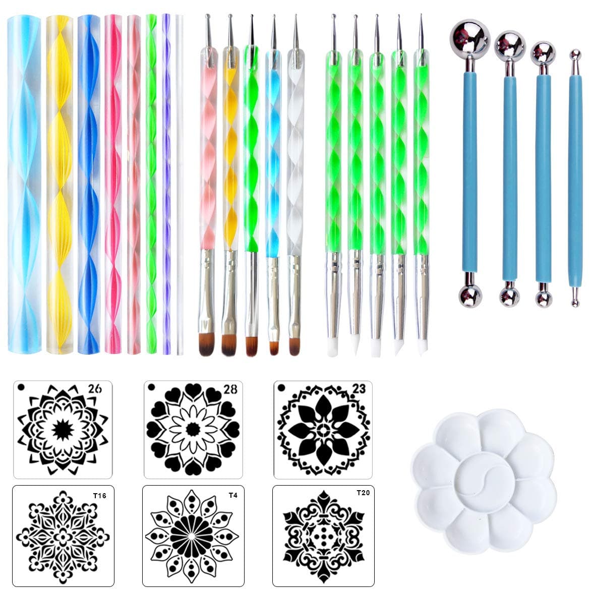 30 PCS Mandala Painting Tools Mandala Dotting Tools for Painting Mandala Rocks, Nail Dotting and Art Drawing Supplies