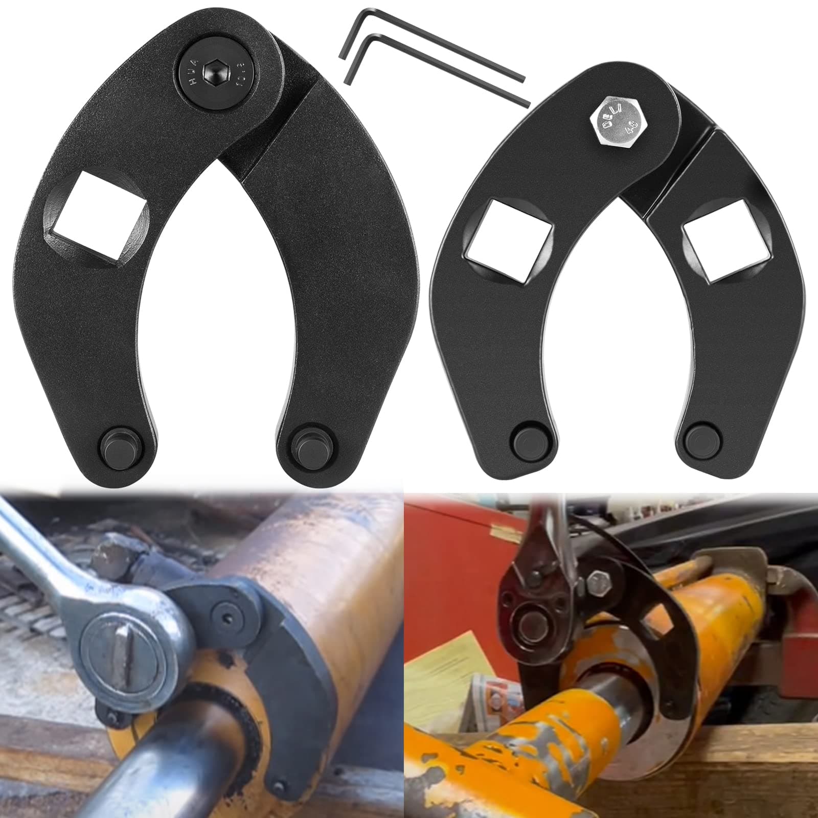 E-cowlboy 1266 Adjustable Gland Nut Wrench & 7463 Small Adjustable Gland Nut Wrench Universal for Hydraulic Cylinders on Most Farm & Construction Equipment (Set of 2)