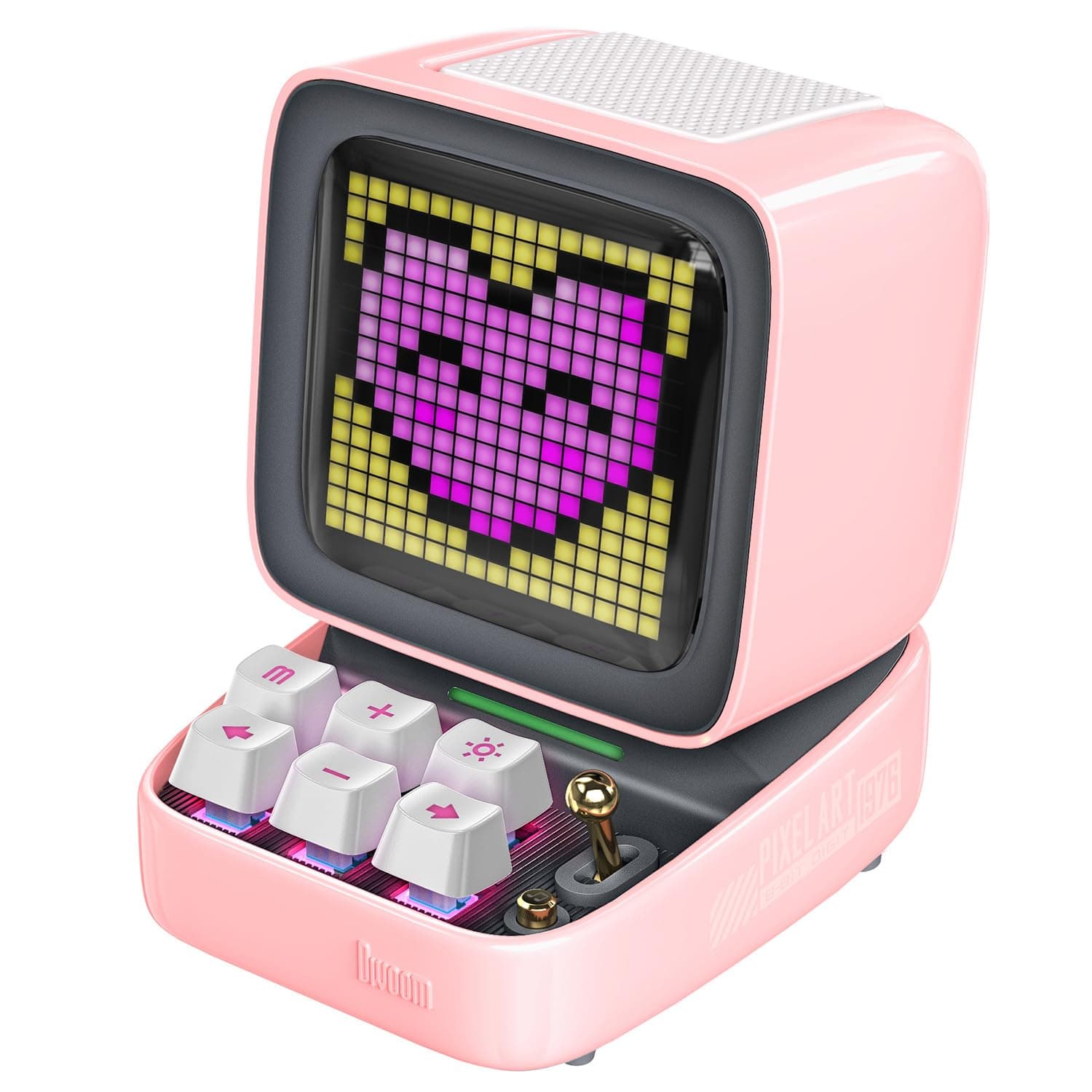 Ditoo Retro Pixel Art Game Bluetooth Speaker with 16X16 LED App Controlled Front Screen (Pink)
