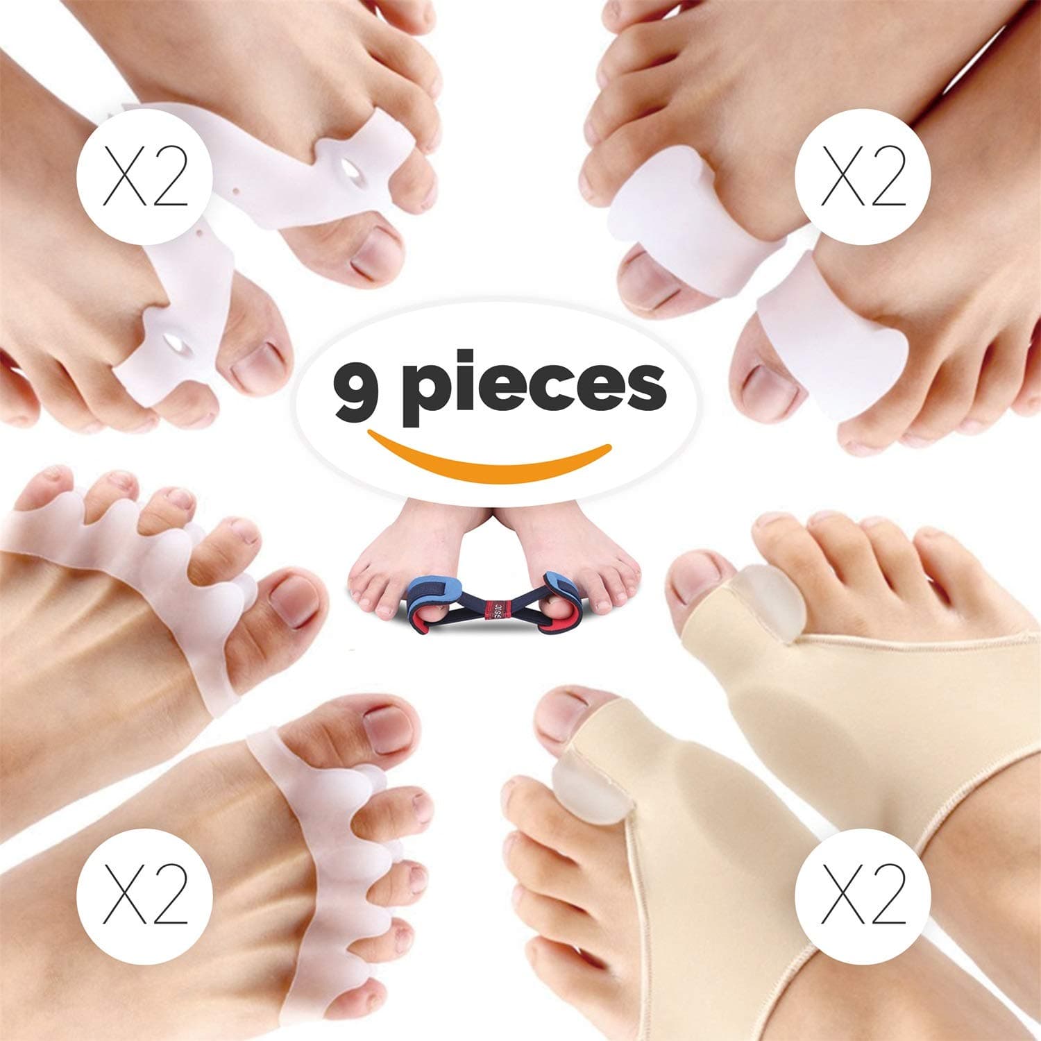 9 PCS Bunion Corrector Sleeves Kits, Best Bunion Corrector, Toe Spacers, Toe Separators, Bunion Splint and Toe Straighteners for Pain Relief, Bunions Treatment, and Splint Treatment, 2018 Upgraded