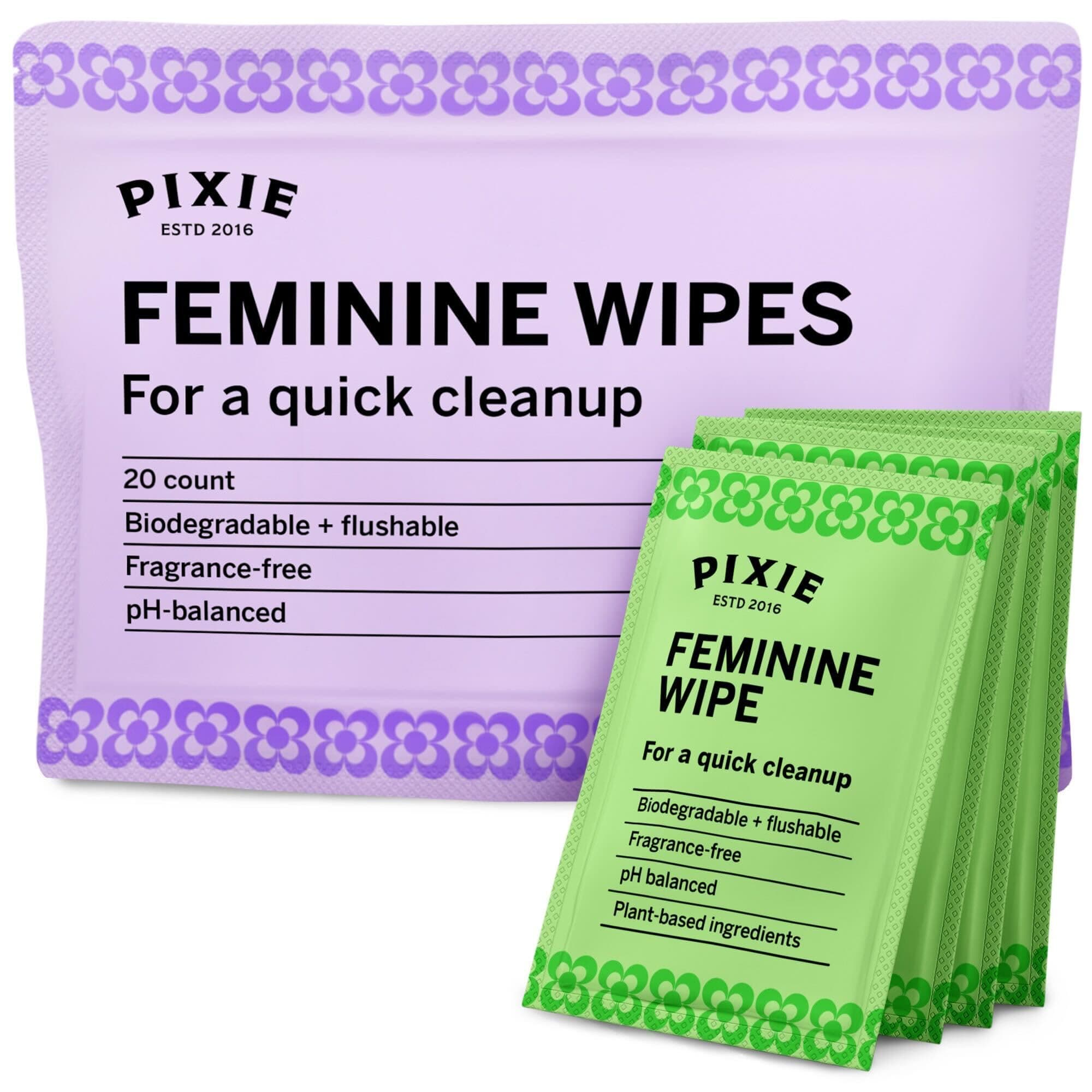 Menstrual Travel Wipes - The Recommended Wipes for Your Period s - 100% Alcohol Free - Biodegradable - Flushable