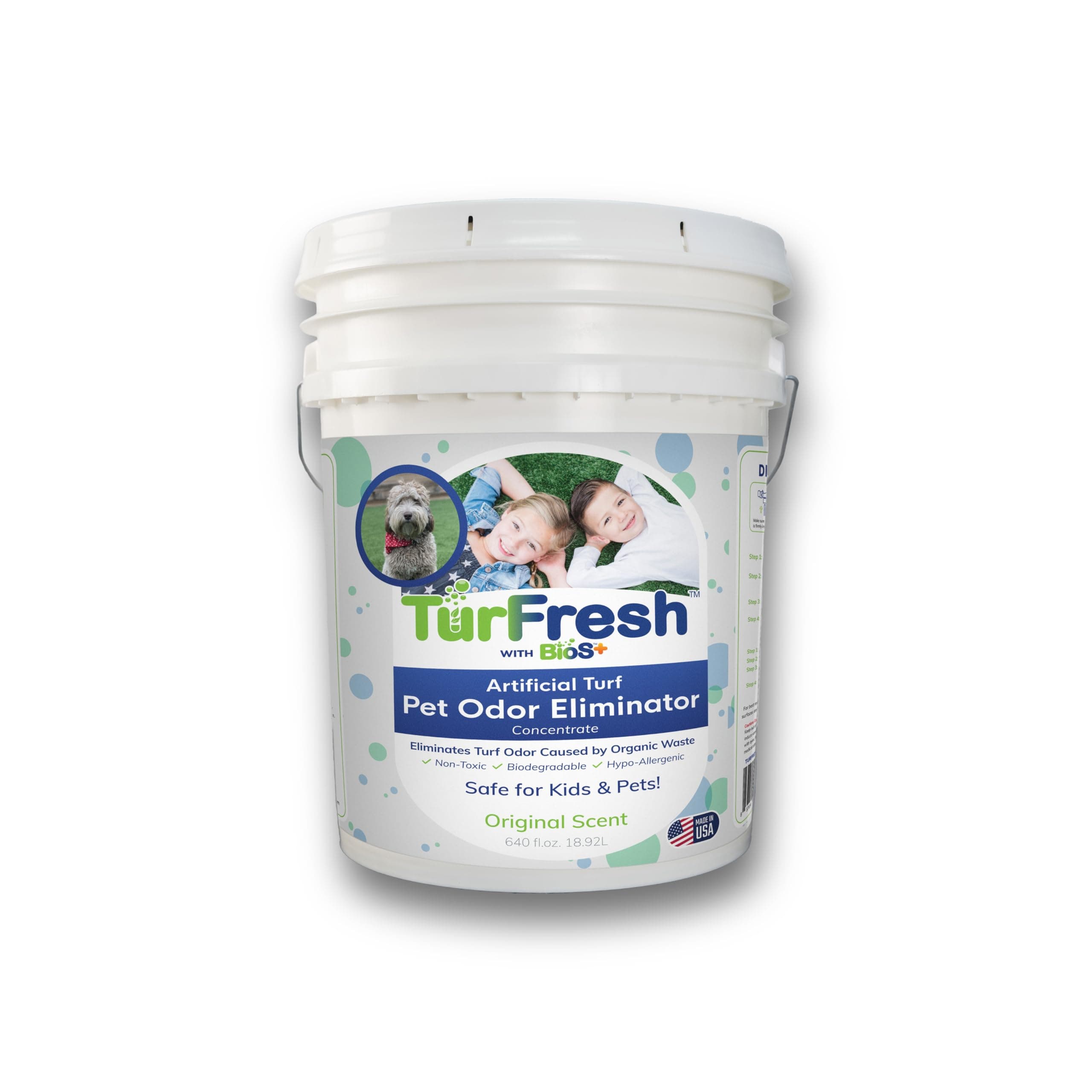 BioS+ Artificial Turf Pet Odor Eliminator - Organic, Non-Toxic, Biodegradable Enzyme Concentrate - Safe for Use Around Kids, Pets, & Plants - Clean, Fresh,Long-Lasting Scent - 5-Gallon Bucket