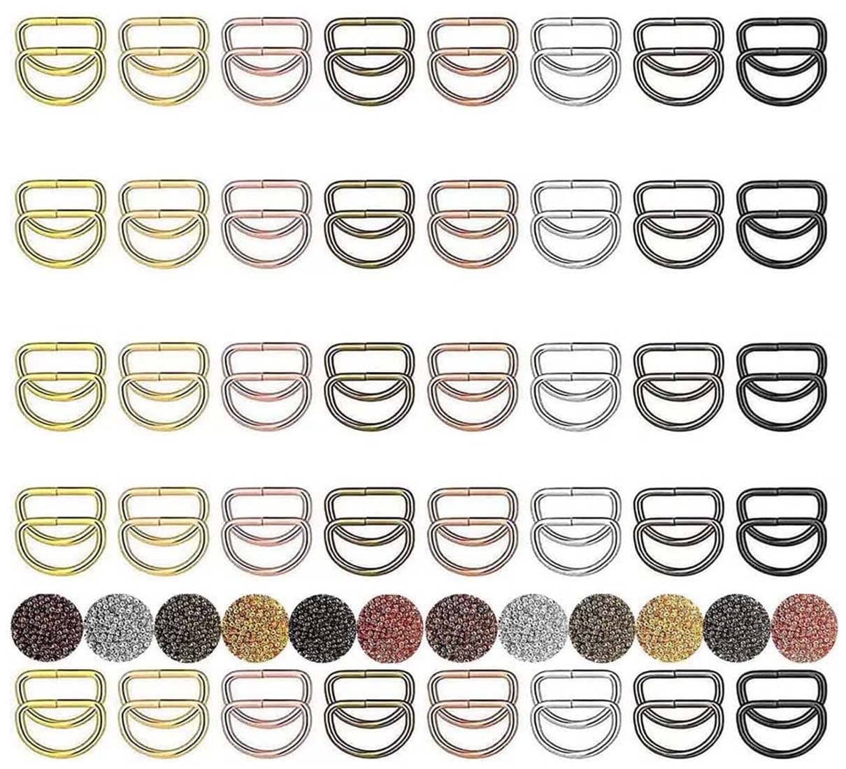 DIY Crafts Only D Rings Only, Side Slide Release Buckle Tri-Glide Slide, Nylon Webbing Strap Plastic/Metal D Rings Snap Hook for Luggage Belt Handle Pet Collar Bag (5 Pcs D Rings, Gold)