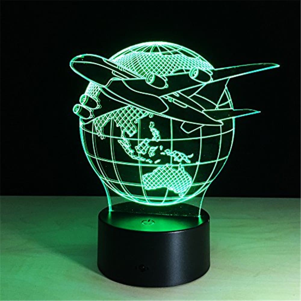 3D Lamp,Alisabler Amazing 3D Illusion Light Illuminated LED Desk Lamp Night Light (Earth airplane)