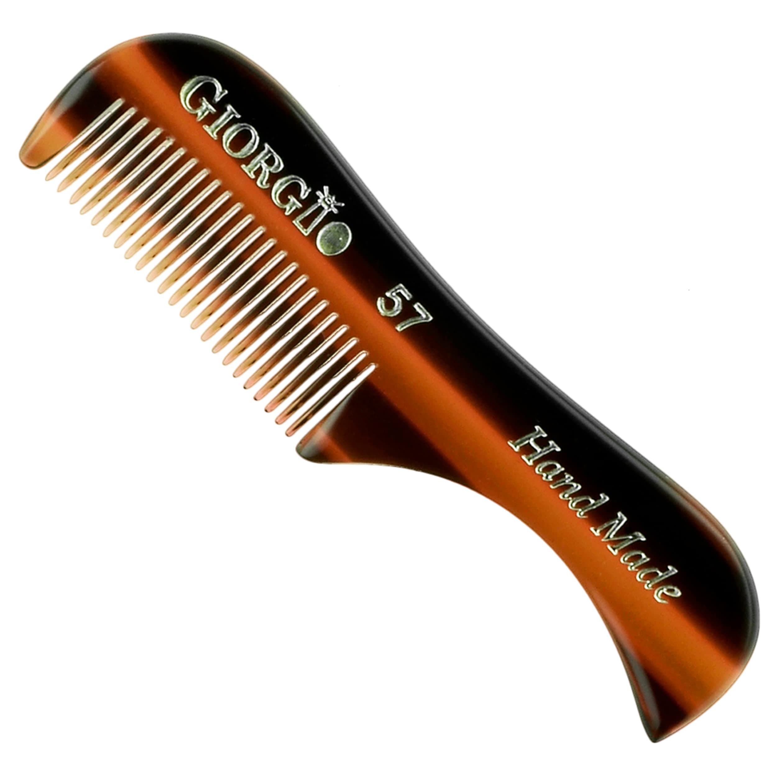 Giorgio G57 2.75" 73mm (2 Pack) X-Small Men's Fine Toothed Beard and Mustache Comb for Facial hair Grooming. Hand-Made of Cellulose Acetate, saw-cut. Perfect pocket man moustache comb.(Tortoise)