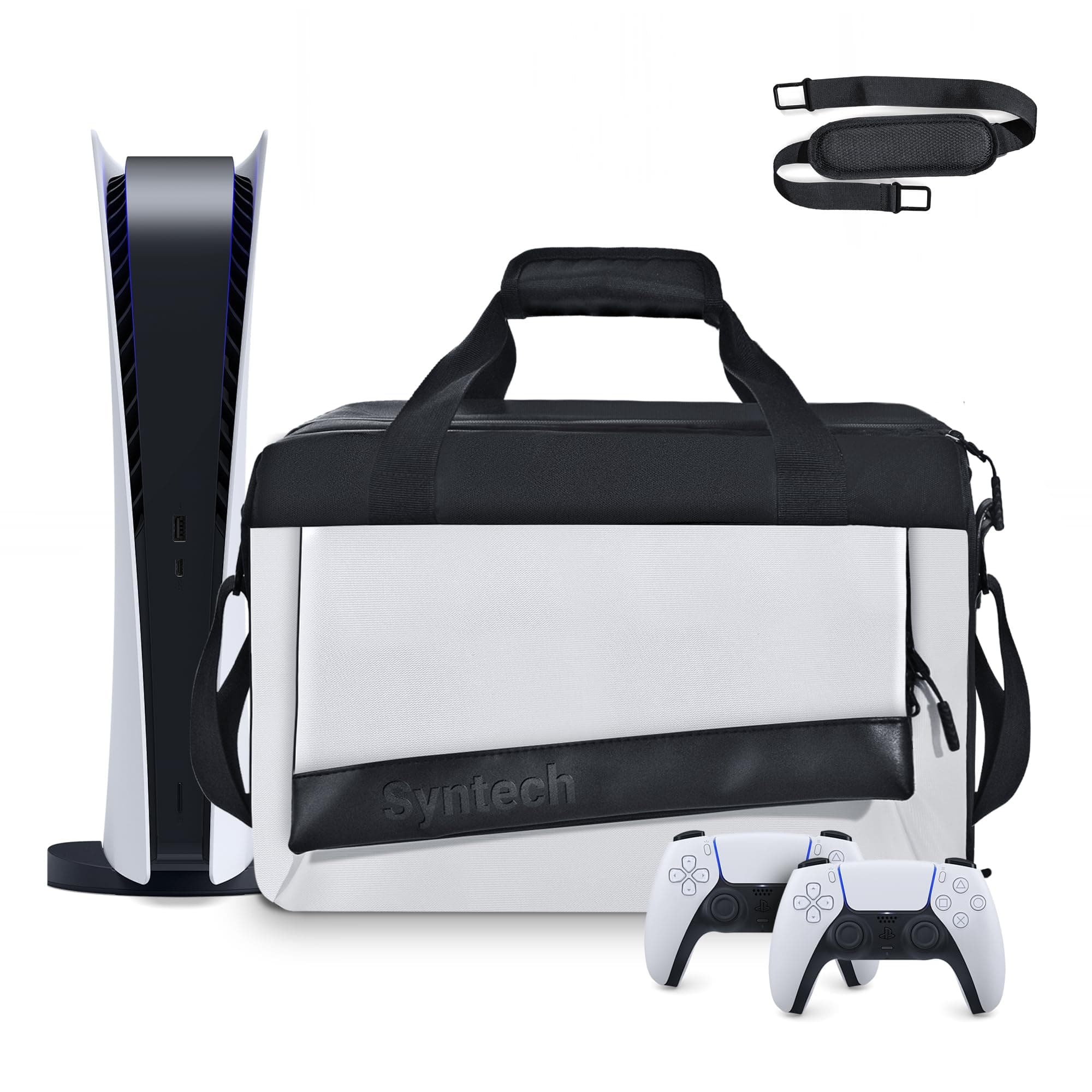 Syntech Carrying Case for PS5, Protective Travel Bag for PS5 Disc/Digital Edition Console and Accessories, Large Capacity Storage Bag for PS5 Slim/PS4, Controller, Headset, Game Discs