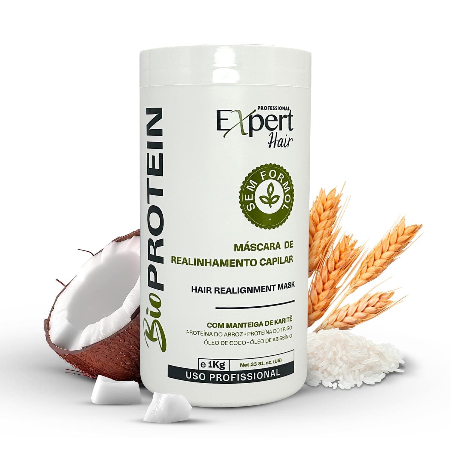 Expert Hair Bio Protein-Thermo-Active for Sleek & Smooth Effect- Brazilian formula used in salons- Capilar Para El Cabello (1kg/35.3 oz)