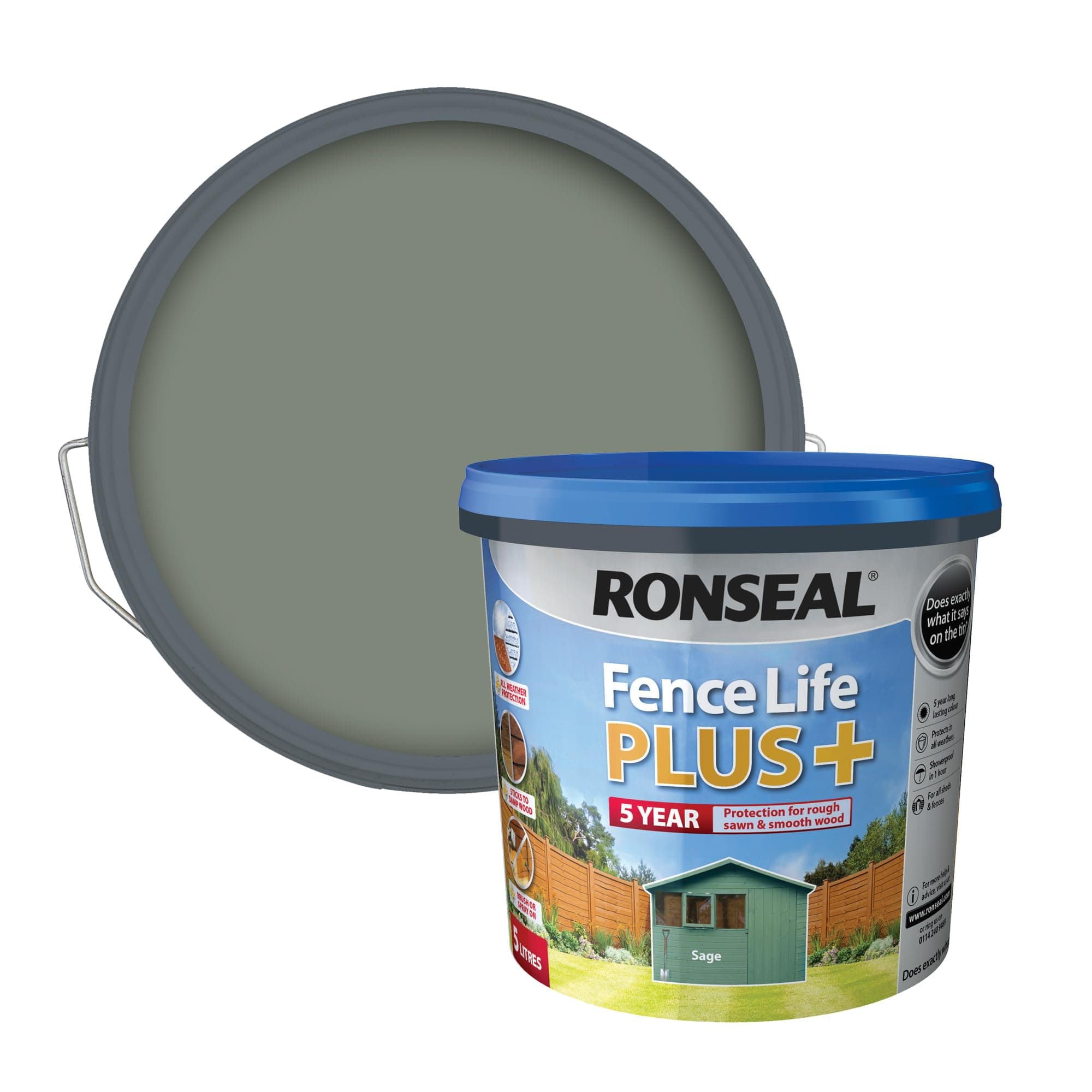 Clear Ronseal FENCELIFE Plus SAGE 5L