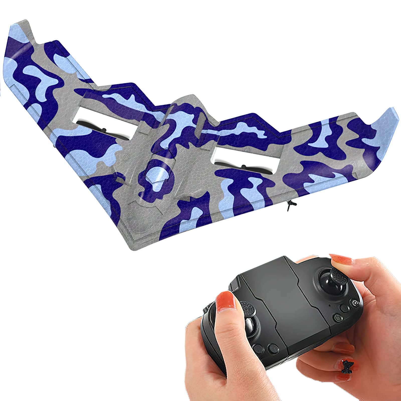 fisca RC Plane Remote Control B-2 Spirit Stealth Bomber Airplane for Beginners, 2.4Ghz 2CH Foam Drone Ready to Fly Aircraft Toy for Kids and Adults
