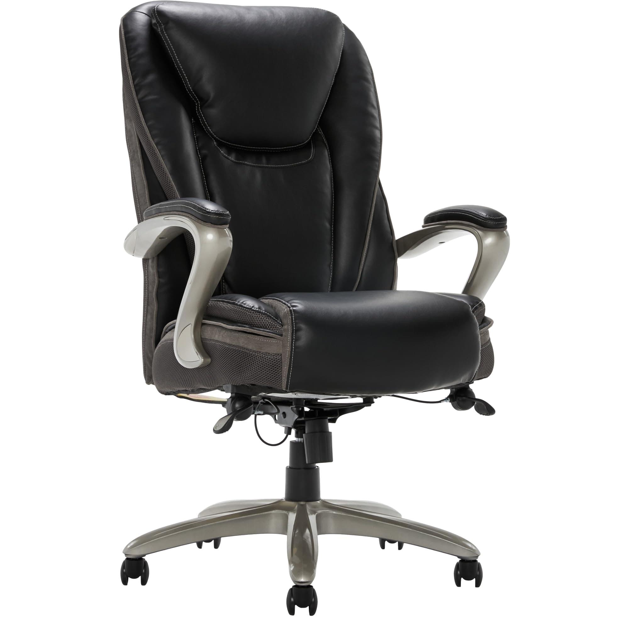 Serta® Smart Layers™ Hensley Big & Tall Ergonomic Bonded Leather High-Back Office Chair, Black/Silver