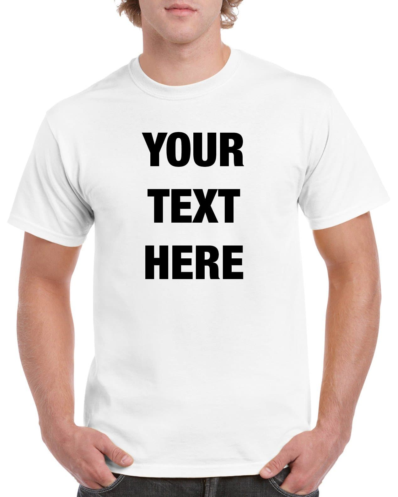 Custom Personalized Gildan t-Shirt Your Text Here No Minimums - White Medium