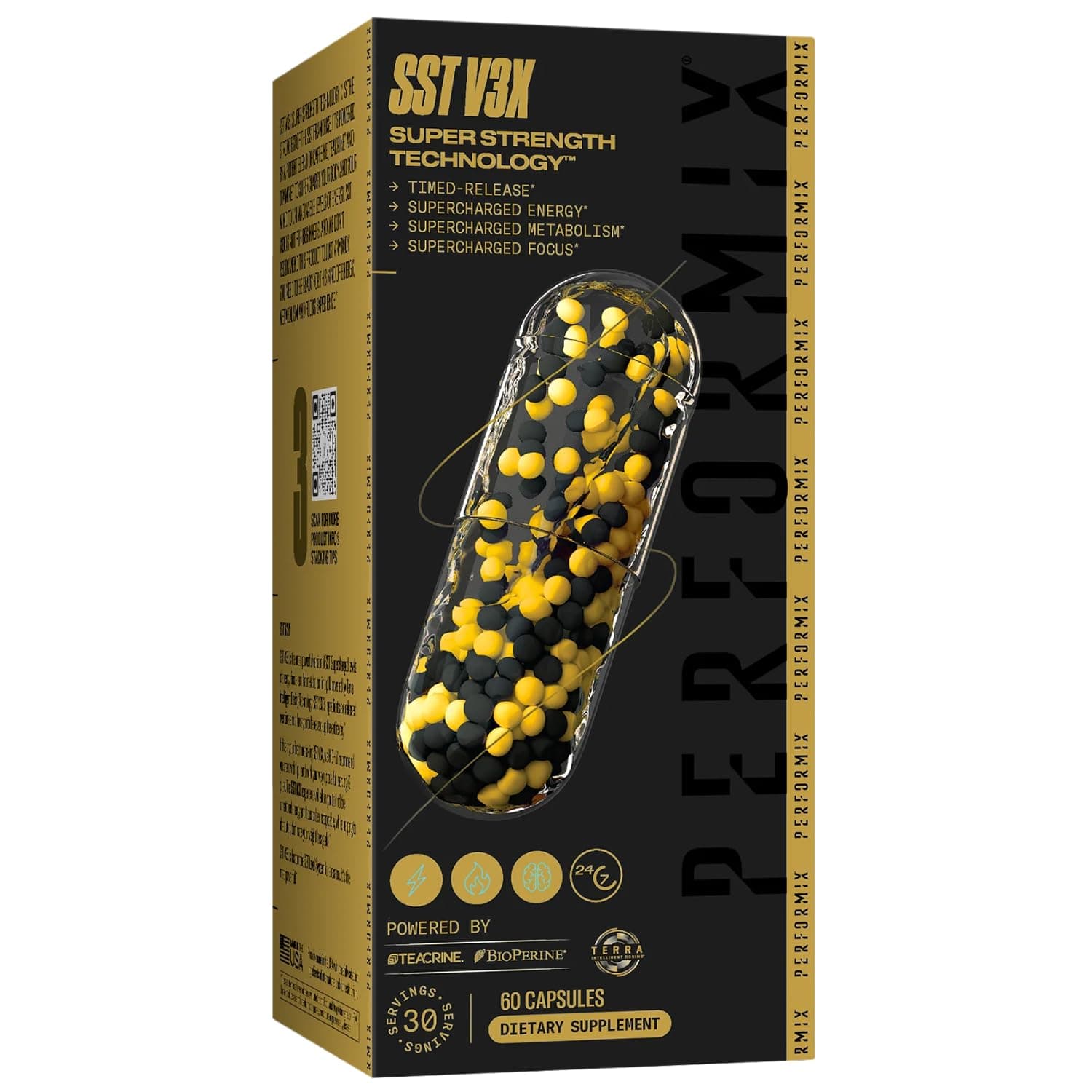 PERFORMIX SST V3X - Super Strength Technology, All-Day Energy Supplement, Fitness Goal Support - Terra Intelligent Dosing - 350 mg Caffeine - Pre Workout for Men & Women - 60 Capsules