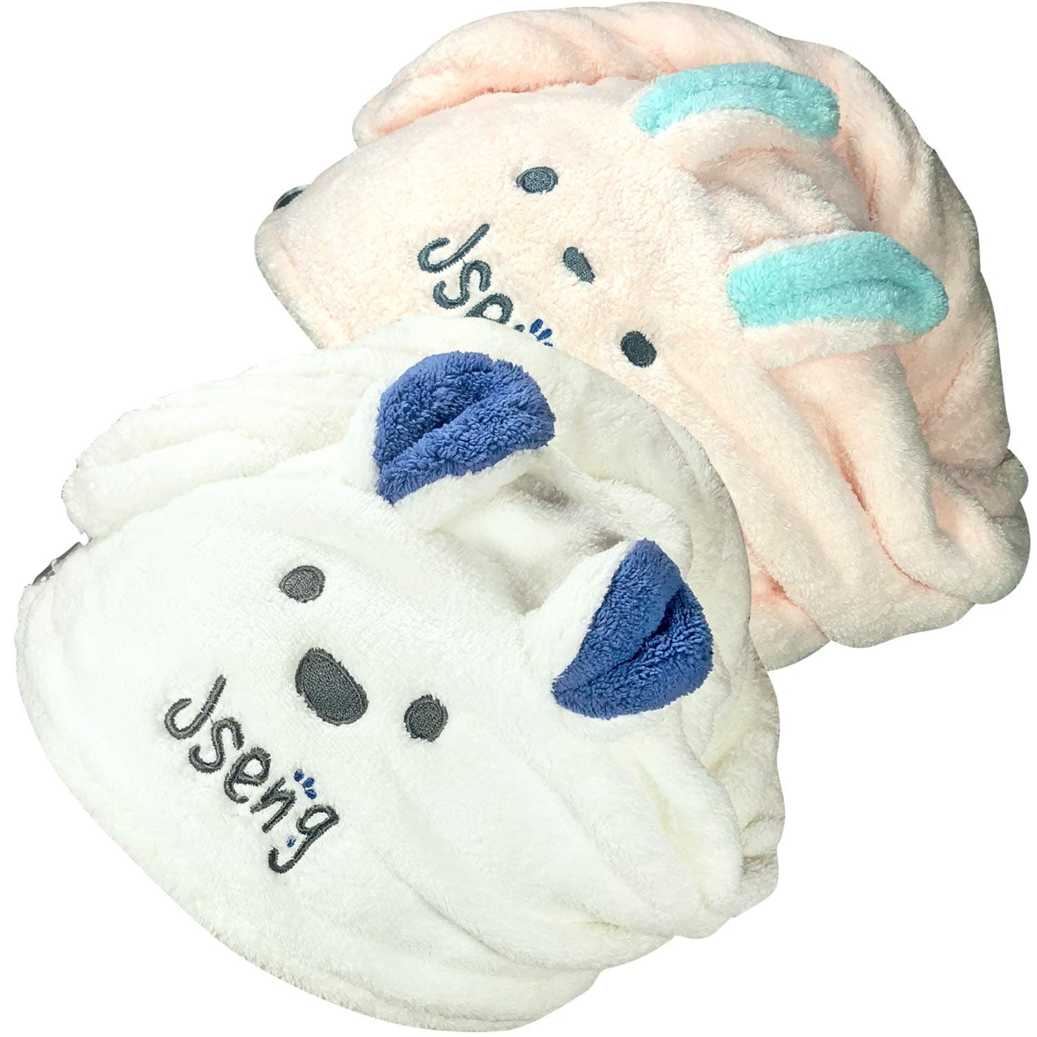 Jseng Microfiber Hair Towel Wrap - Fast Magic Hair Dry Cap - Anti Frizz Curly Hair Drying Towels 2Packs, Extrame Soft & Comfortable