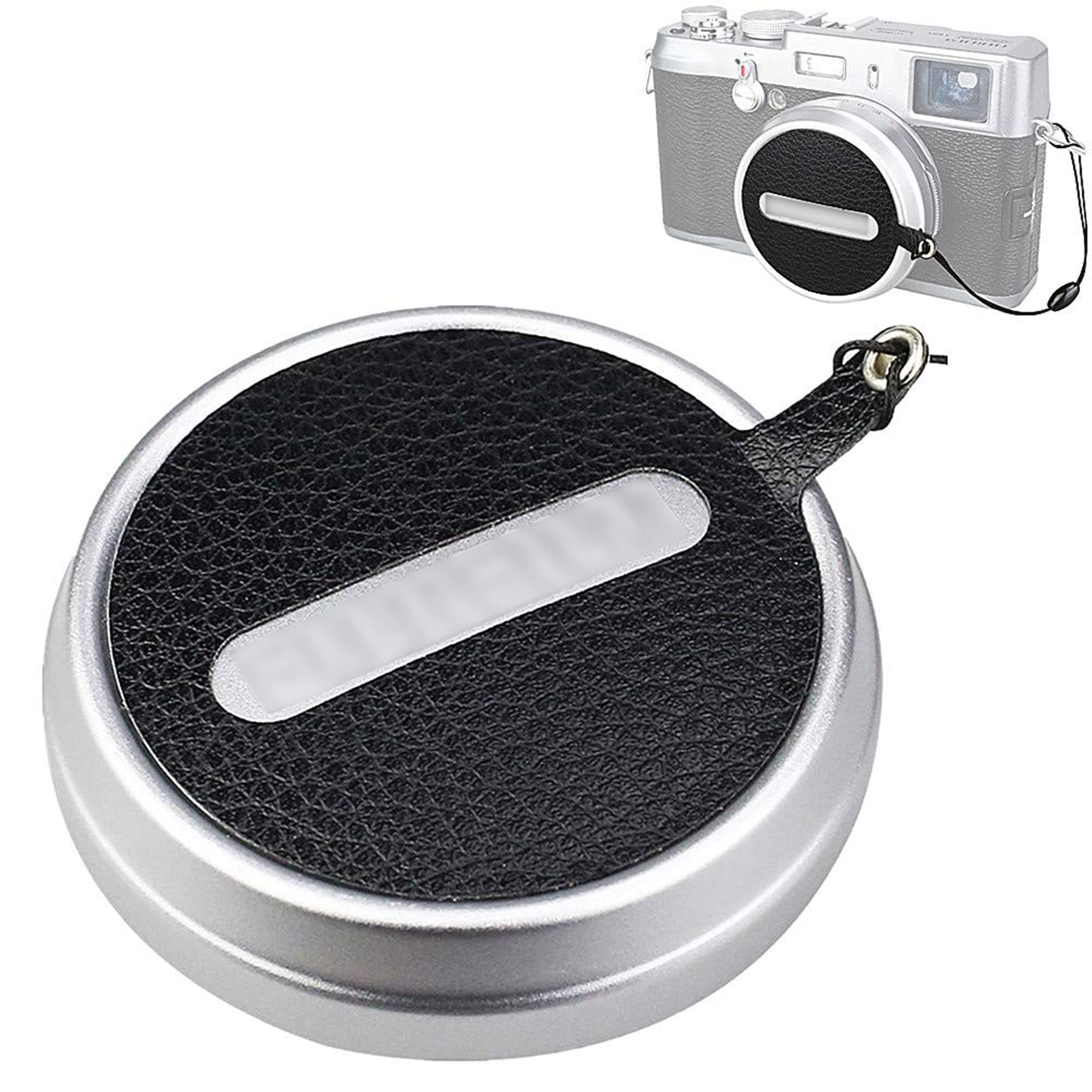 JJC Deluxe Nappa Leather Lens Cap Keeper Sticker with String for Fujifilm Fuji X100VI X100V X100F X100T X100S X100 Lens Cap Anti-Lost
