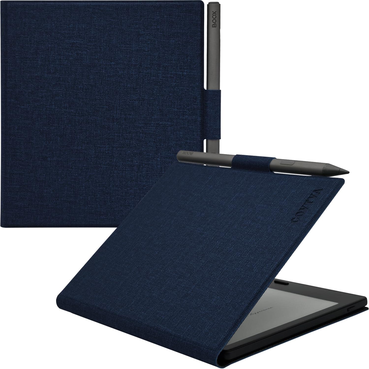 Magnetic Leather Case for 7'' Boox Tablet Go Color 7 (Gen II/Gen I 2025/2024) / Onyx Boox Go 7 Ultra-Thin Lightweight Auto Sleep/Wake Cover with Pen Holder & Magnetic Closure (Cloth Bark Blue)