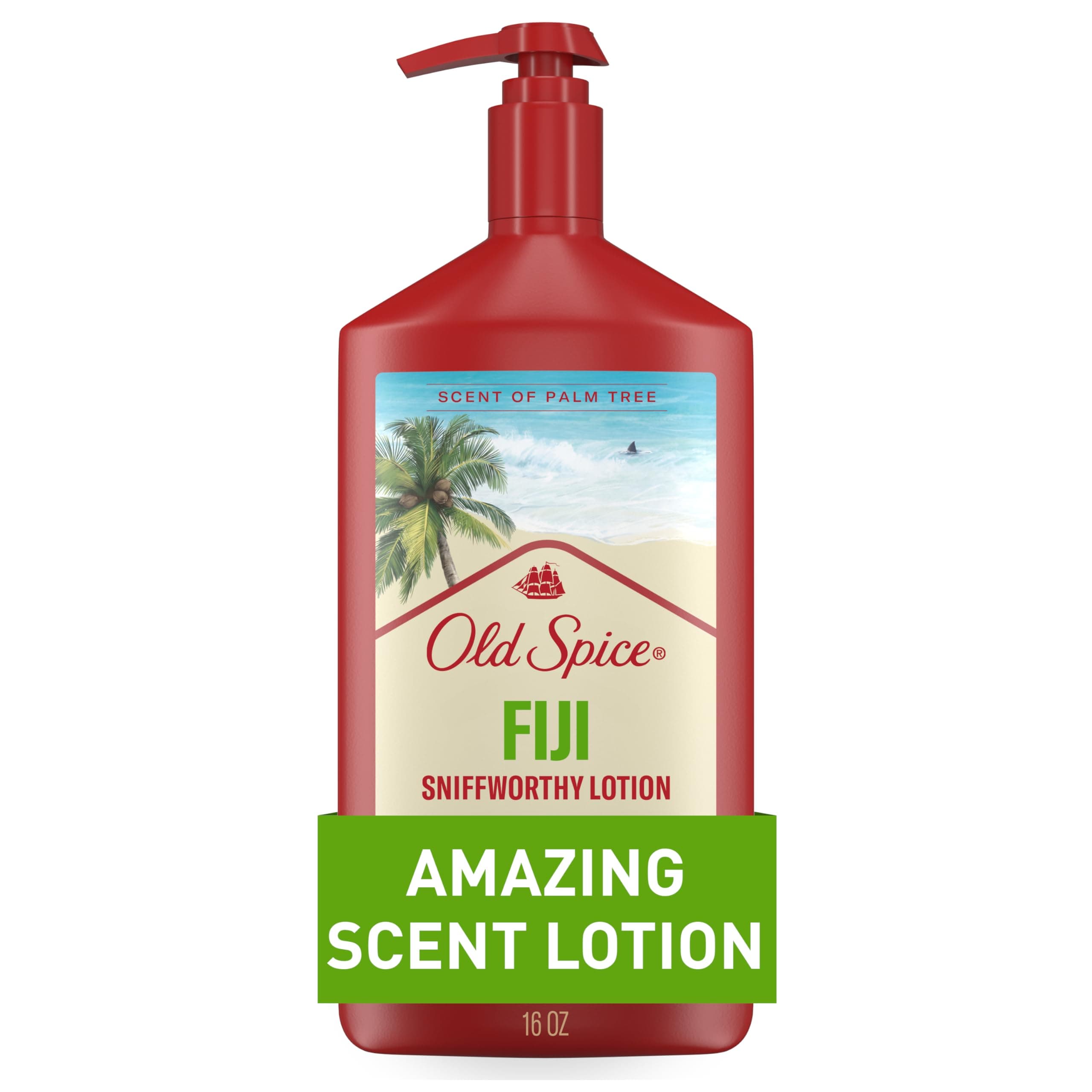 Hand, Face & Body Lotion for Men, 24/7 Lightweight Moisturization with Amazing Scent, Instant Absorption, For All Skin Types, Fiji with Palm Tree Scent, 16 oz