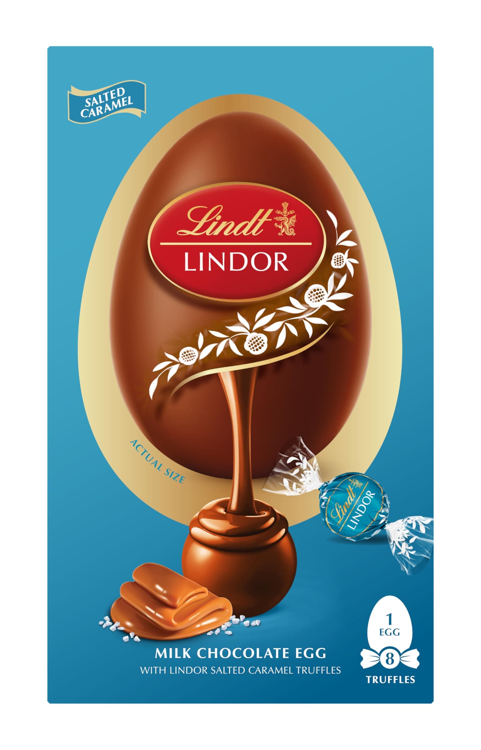 Lindt Lindor Milk Chocolate Easter Egg with Lindor Salted Caramel Truffles 260g