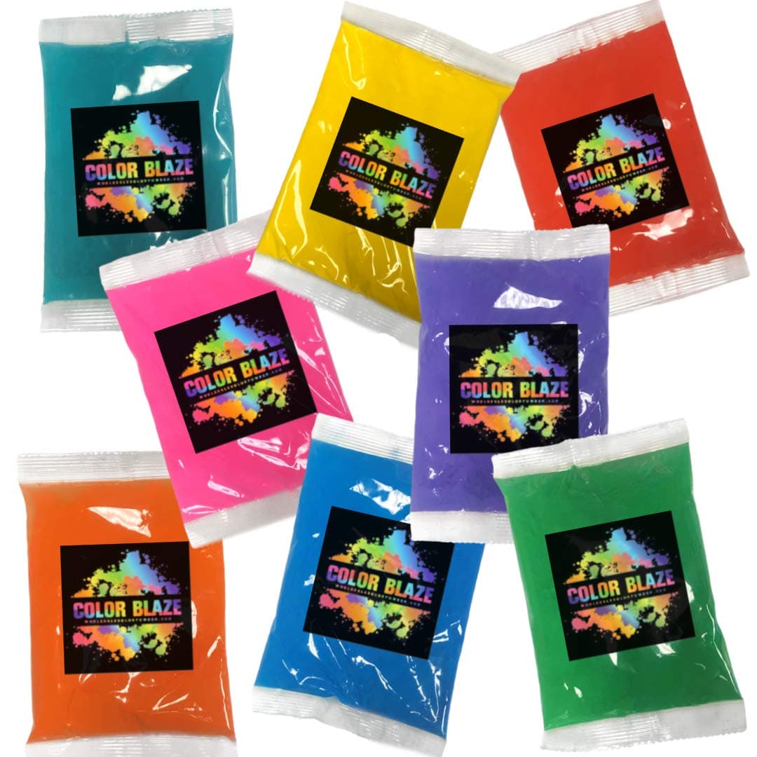 Color Blaze 8-Pack Holi Color Powder – Includes 8 Vibrant Colors (75g Each) – Pink, Red, Orange, Yellow, Green, Teal, Blue, Purple – Perfect for Toss, Rangoli, Fun Runs, Color War, Parties & Festivals