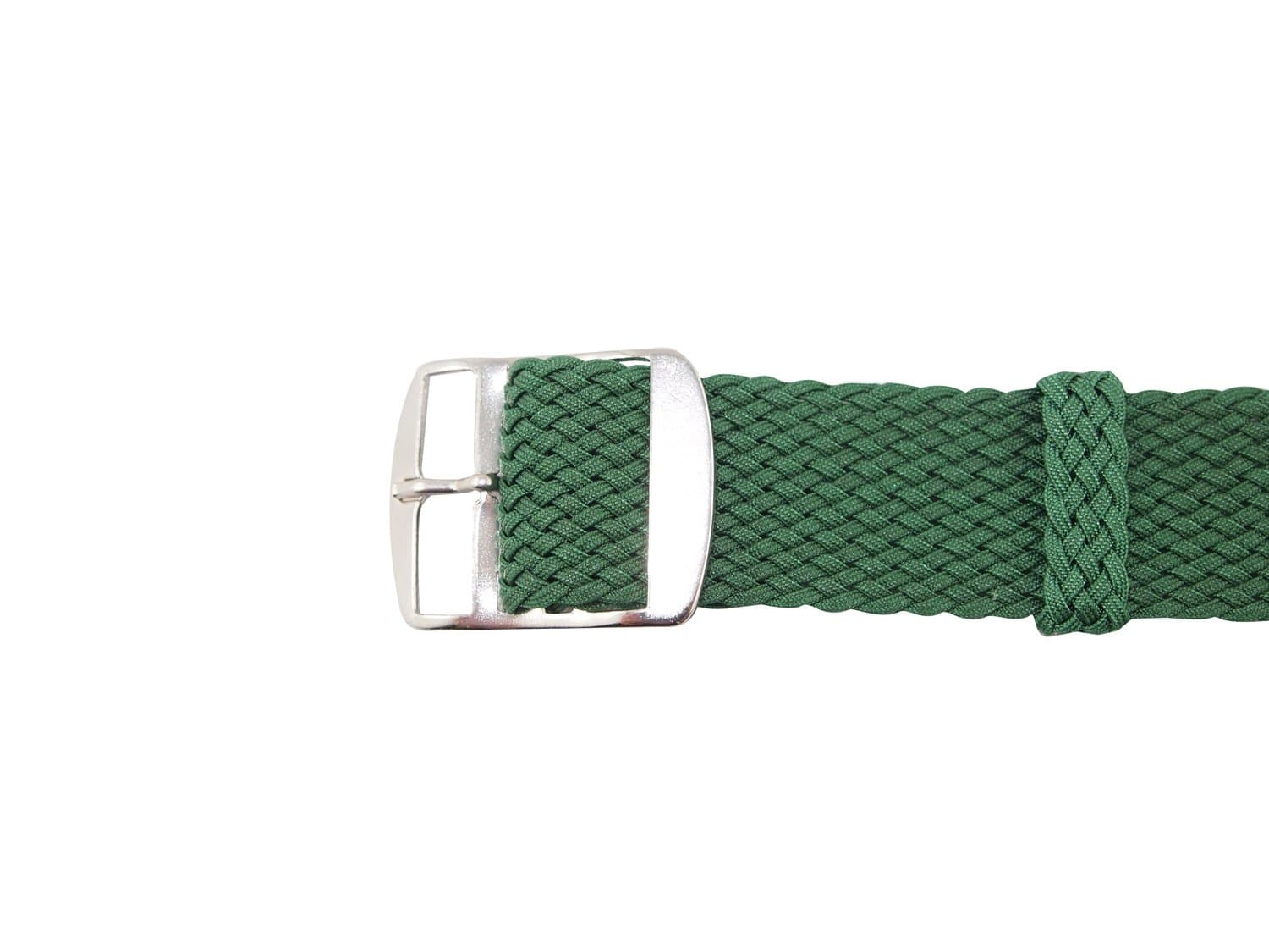 Sweat-free Perlon watch band strap with adjustable buckle for men and women | Apple watch compatible (Green, 18 mm)