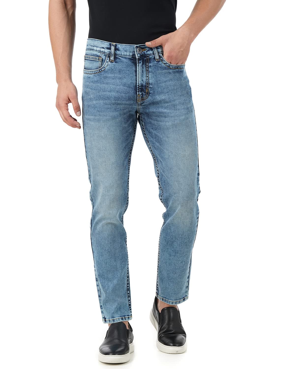 INKDMen's Lightweight & Stretchable Regular Fit Jeans