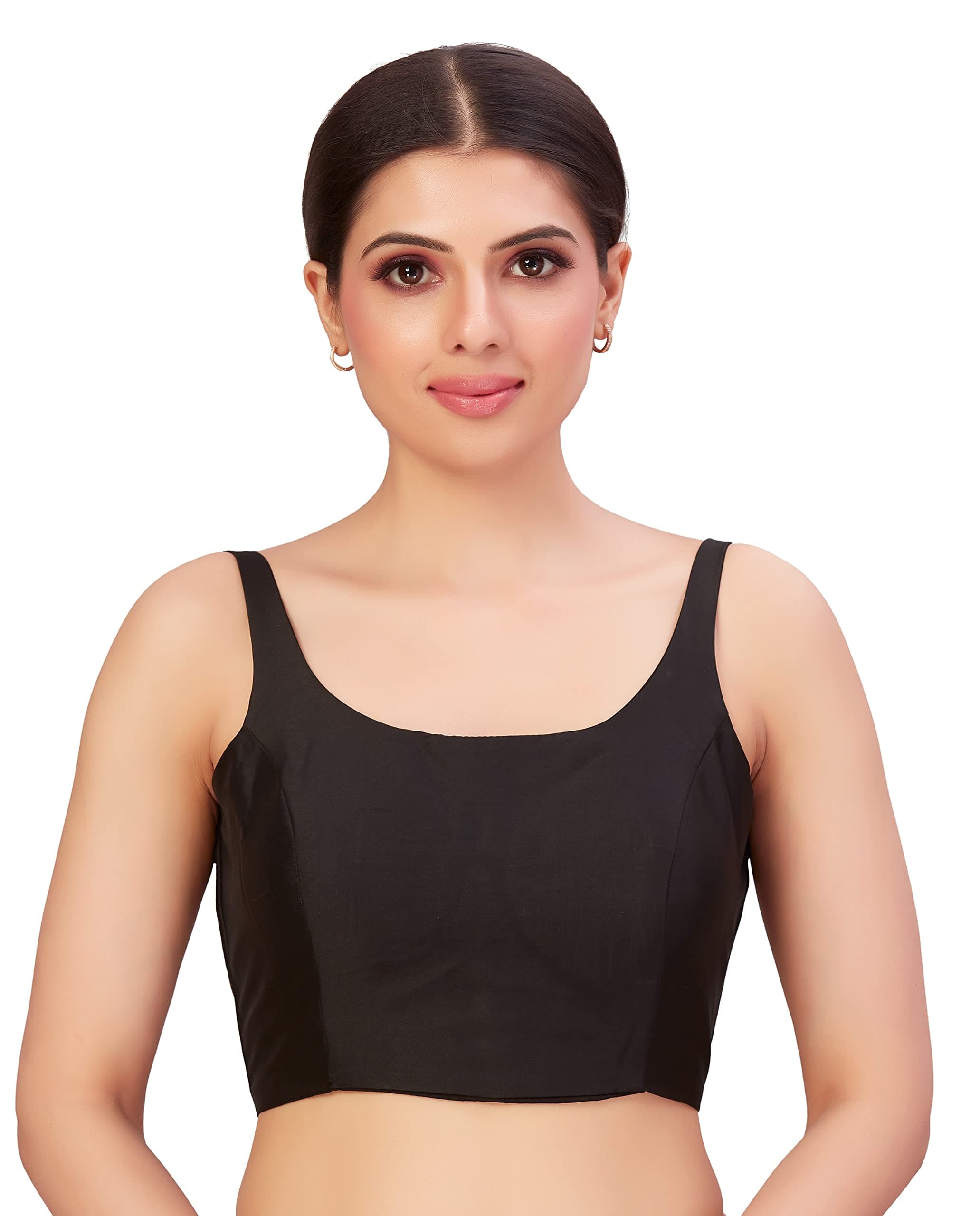 STUDIO ShringaarWomen's Polyester Sleeveless Satin Padded Saree Blouse
