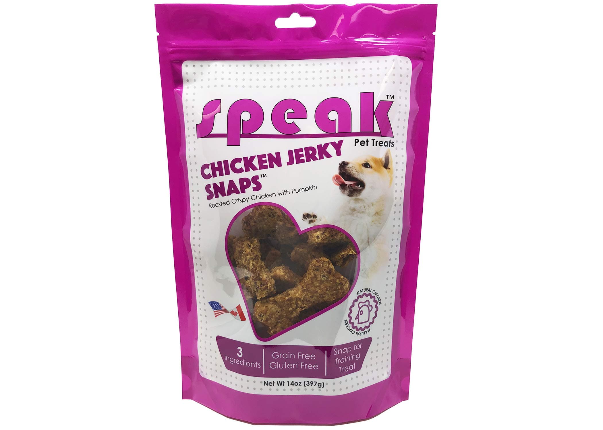 Chicken Jerky Snaps, Gluten and Grain Free Low Calorie Training Treat Snacks with Pumpkin, Perfect for Dogs 14 Ounces