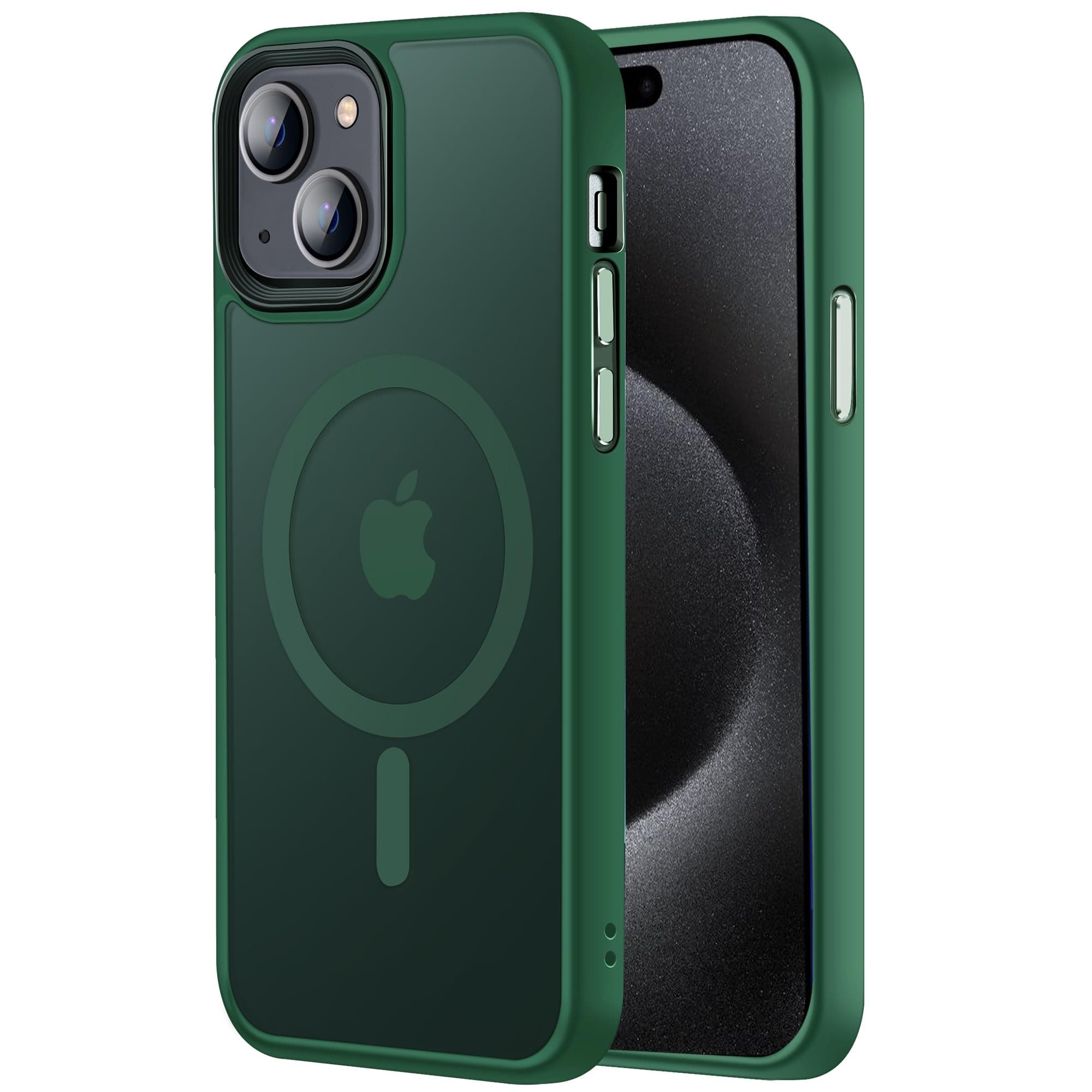 for iPhone 15 Magnetic case Fits MagSafe 15FT Drop Resistant Skin Friendly Feeling Heavy Duty Shockproof Back Cover Fits iPhone 15 Phone Cases 6.1",Matte Green