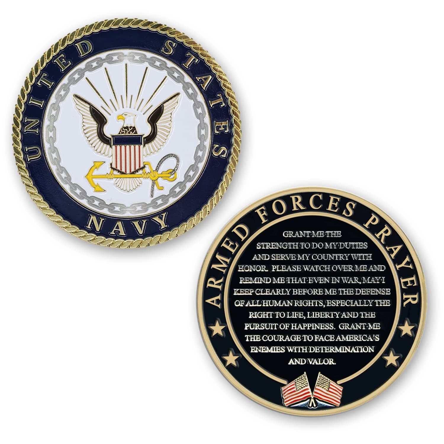 Navy Armed Forces Prayer Coin - USN Navy Valor Challenge Coin | Inspirational Navy Gift - Disabled Vet Owned Small Business-Navy Prayer Coin
