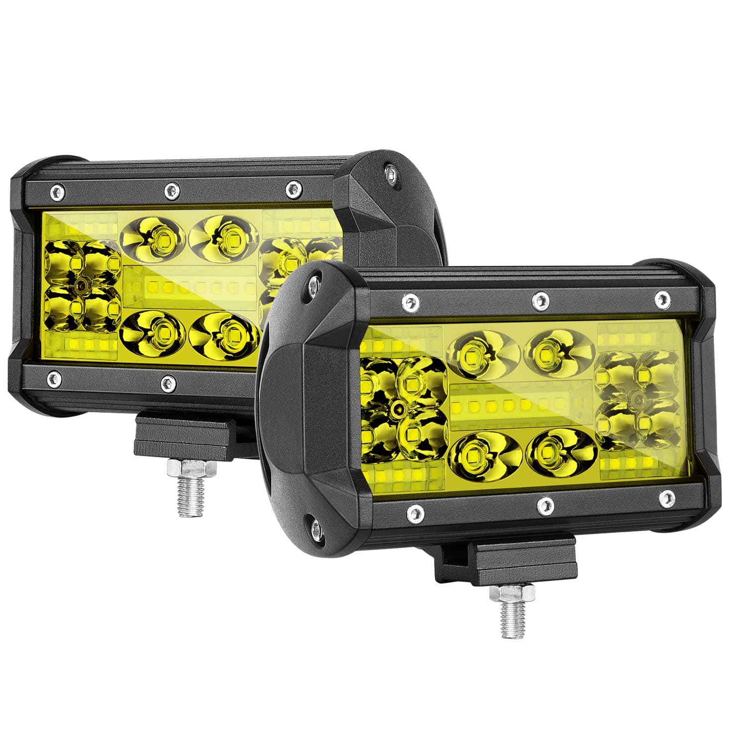 LED Pod Lights Amber, Nirider 2PCS 140W 5 Inch LED Fog Lights YELLOW LED Light Bars Driving Lights Spot Flood Combo Cube Lights Work Lights for Truck Car Off Road ATV UTV Tractor Boat