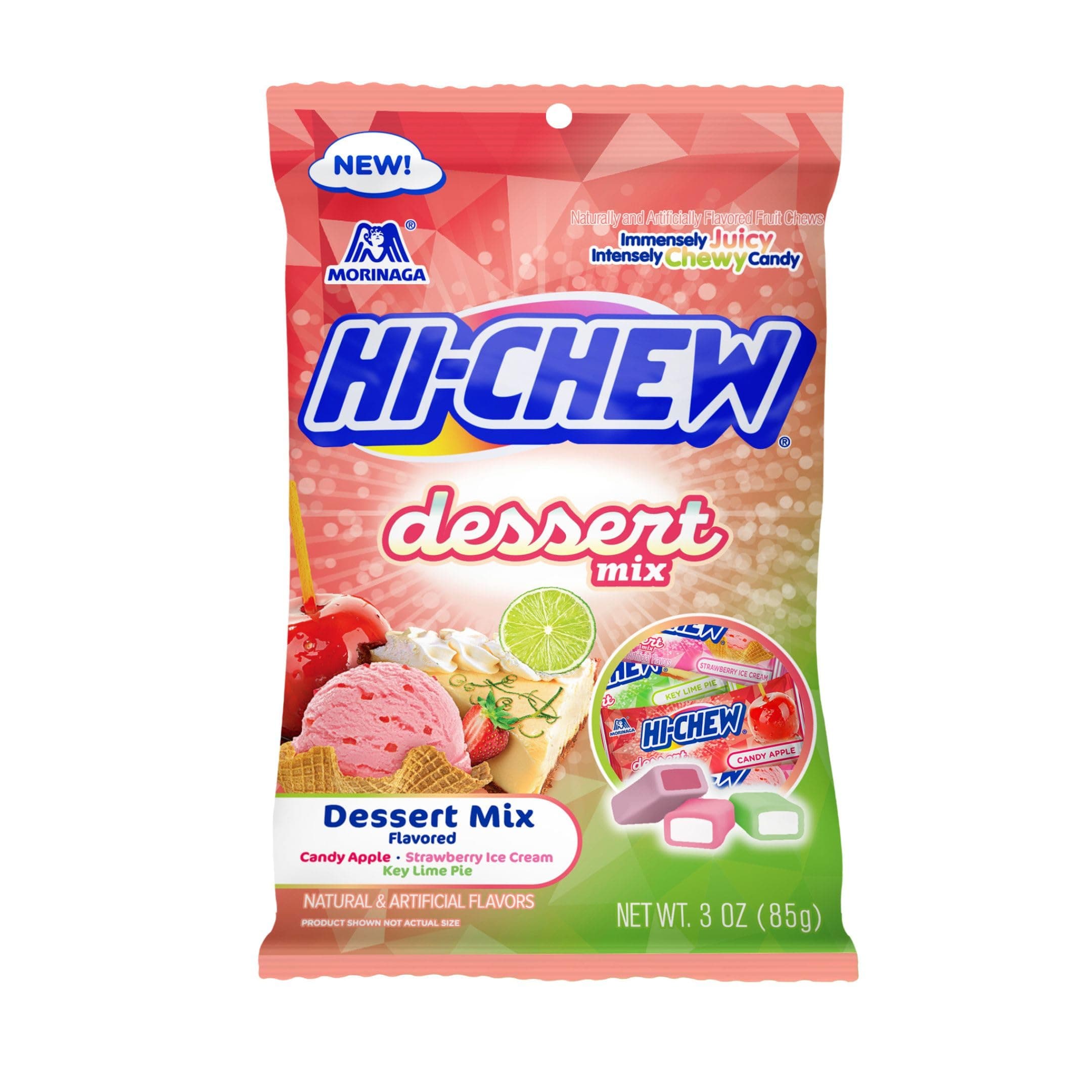 HI-CHEW Easter Candy Dessert Mix, 6 Bags, 3oz Each - Apple, Key Lime Pie, Strawberry Ice Cream - Unique Fun Soft & Chewy - Immensely Creamy Fruity Candy Flavors - Individually Wrapped for Sharing