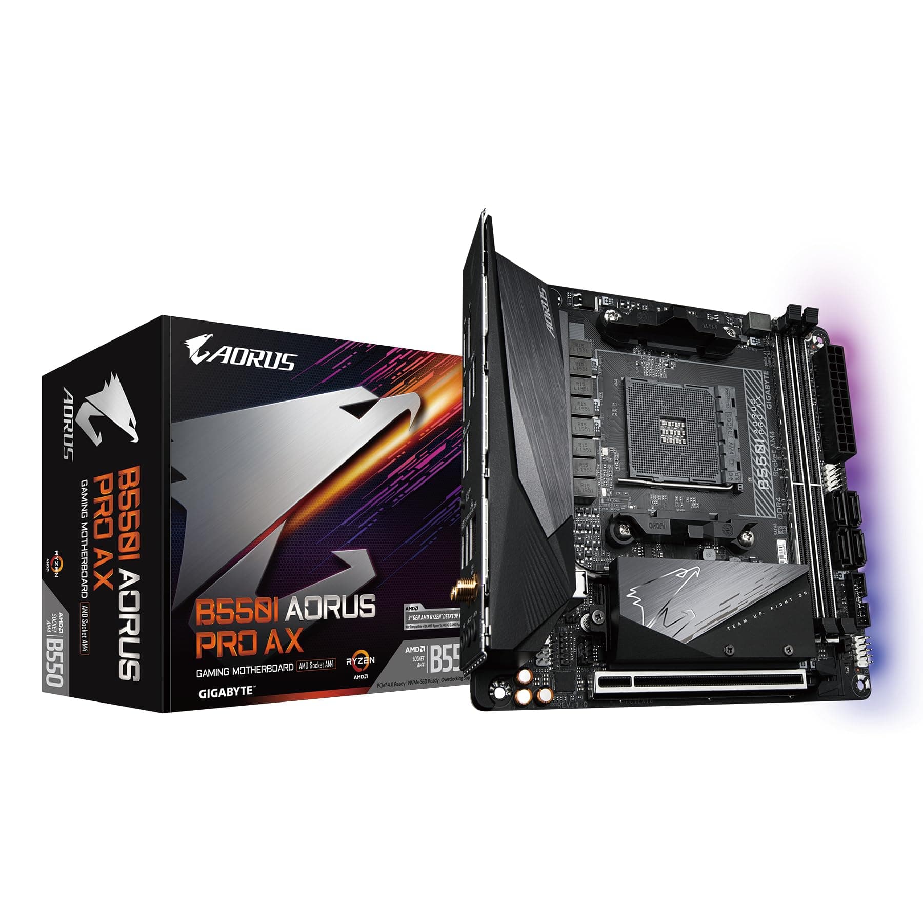 B550I AORUS PRO AX (AM4 AMD/B550/Mini-Itx/Dual M.2/SATA 6Gb/s/USB 3.2 Gen 1/WiFi 6/2.5 GbE LAN/PCIe4.0/Realtek ALC1220-Vb/DisplayPort 1.4/2xHDMI 2.0B/RGB Fusion 2.0/DDR4/Gaming Motherboard)