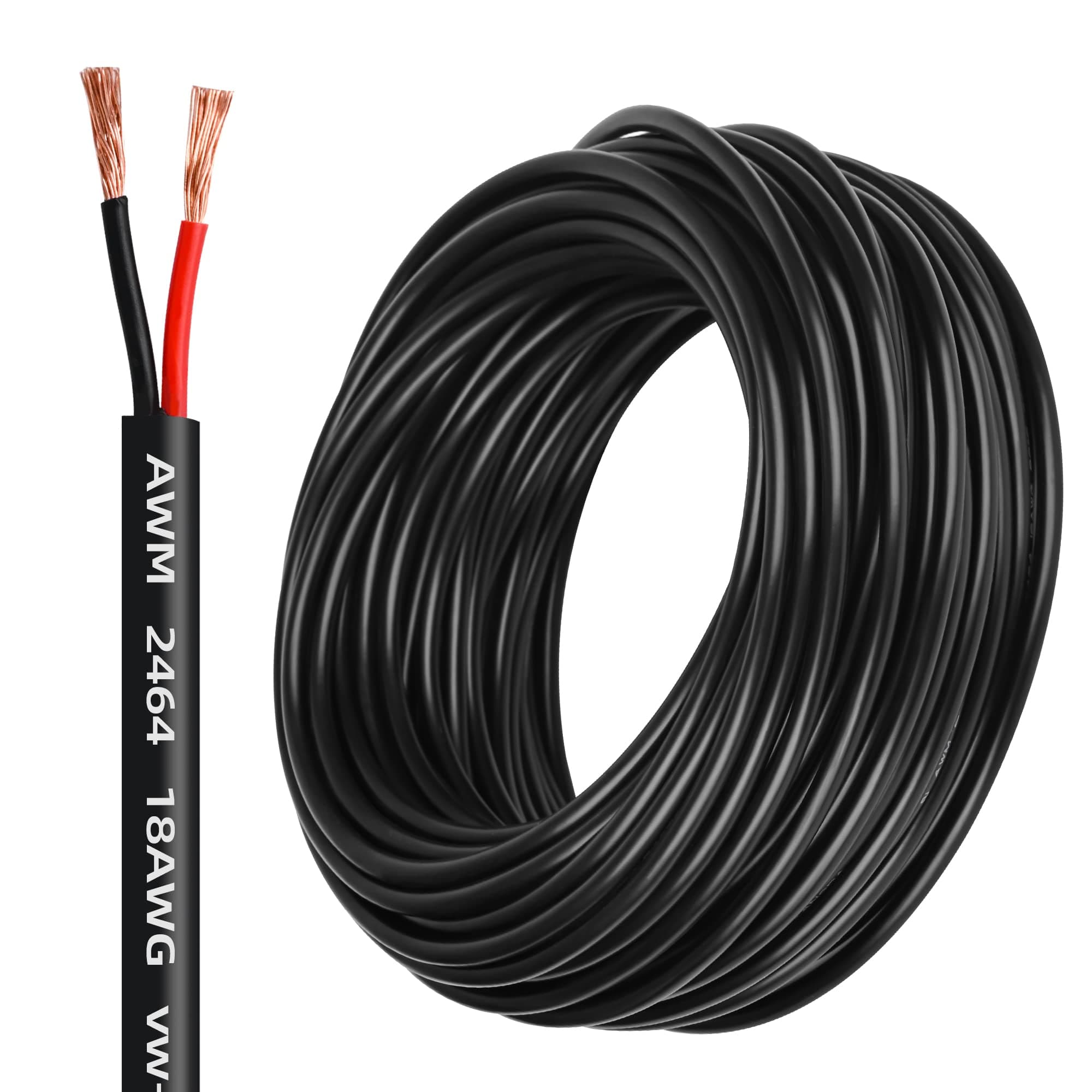 18 Gauge Electrical Wire 2 Conductor,18AWG Electrical Wire Stranded PVC Cord Oxygen-Free Copper Cable,50FT Pure Copper Electrical Wire Cord for LED Lamp Lighting Strips Automotive