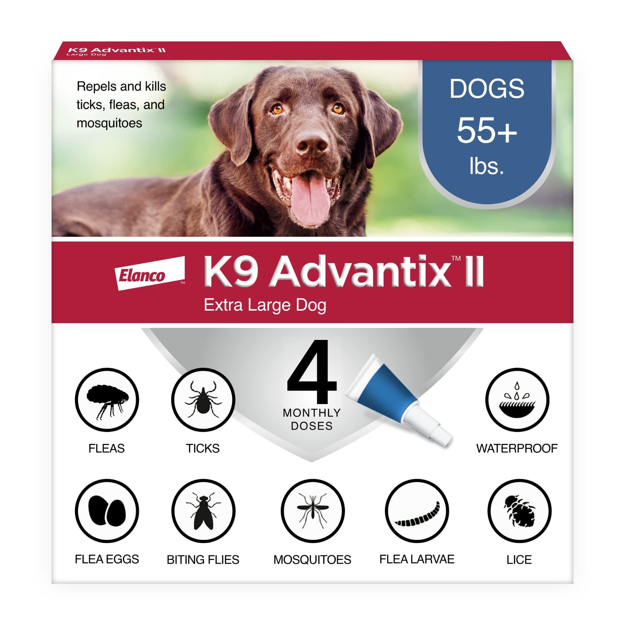 Bayer K9 Advantix II Flea, Tick and Mosquito Prevention for X-Large Dogs, Over 55 lbs Over 55 lb 710546040004