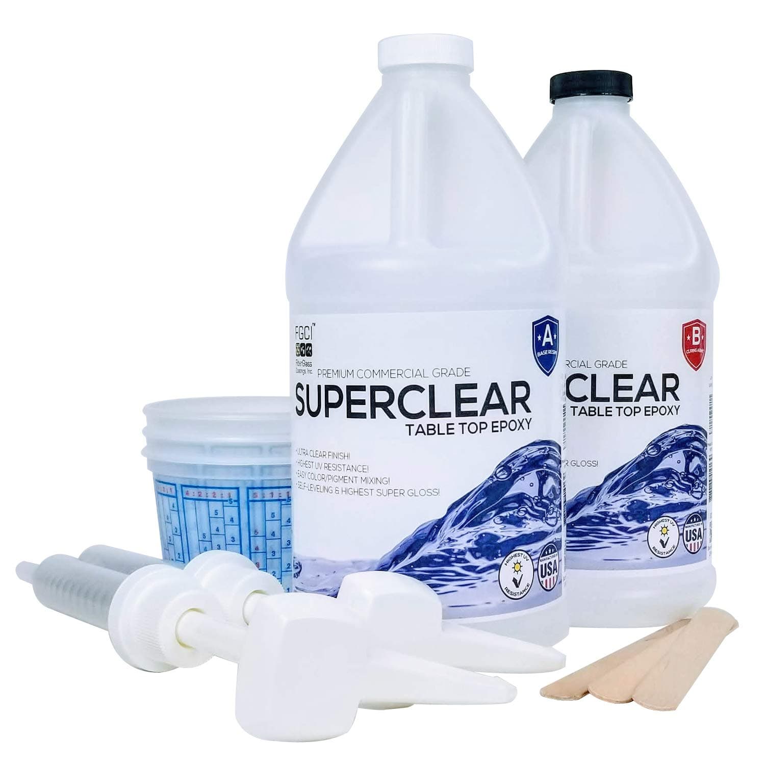Table Top Epoxy Resin Superclear 1 Gallon | 128 oz Beginner Kit, Anti-Yellow Highest UV Resistance, Food Grade Safe, Ultra Crystal Clear Gloss, Bubble Free, Bar & Surface Coat, Tumblers, Wood