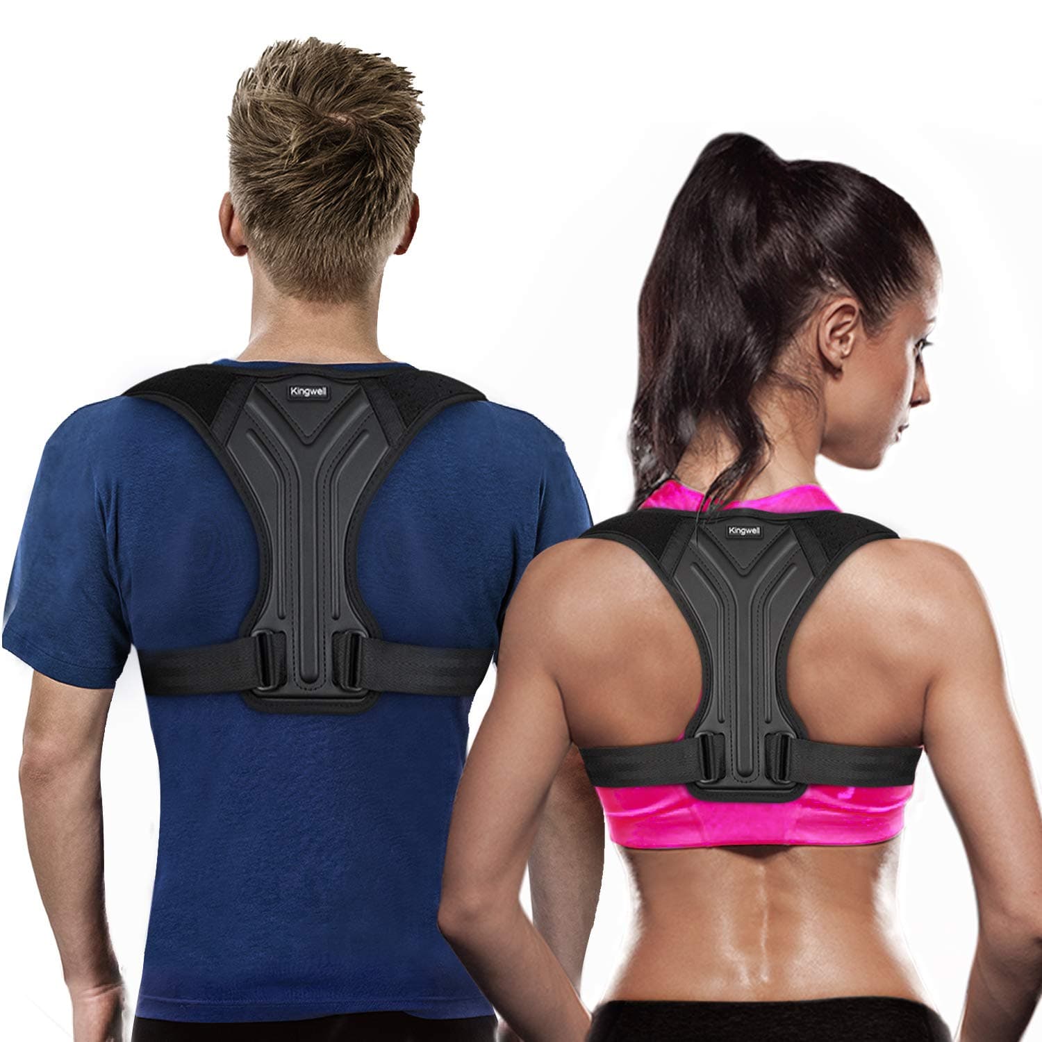 Kingwell Back Posture Corrector for Women and Men - Adjustable Posture Brace for Upper Back Support, Medium