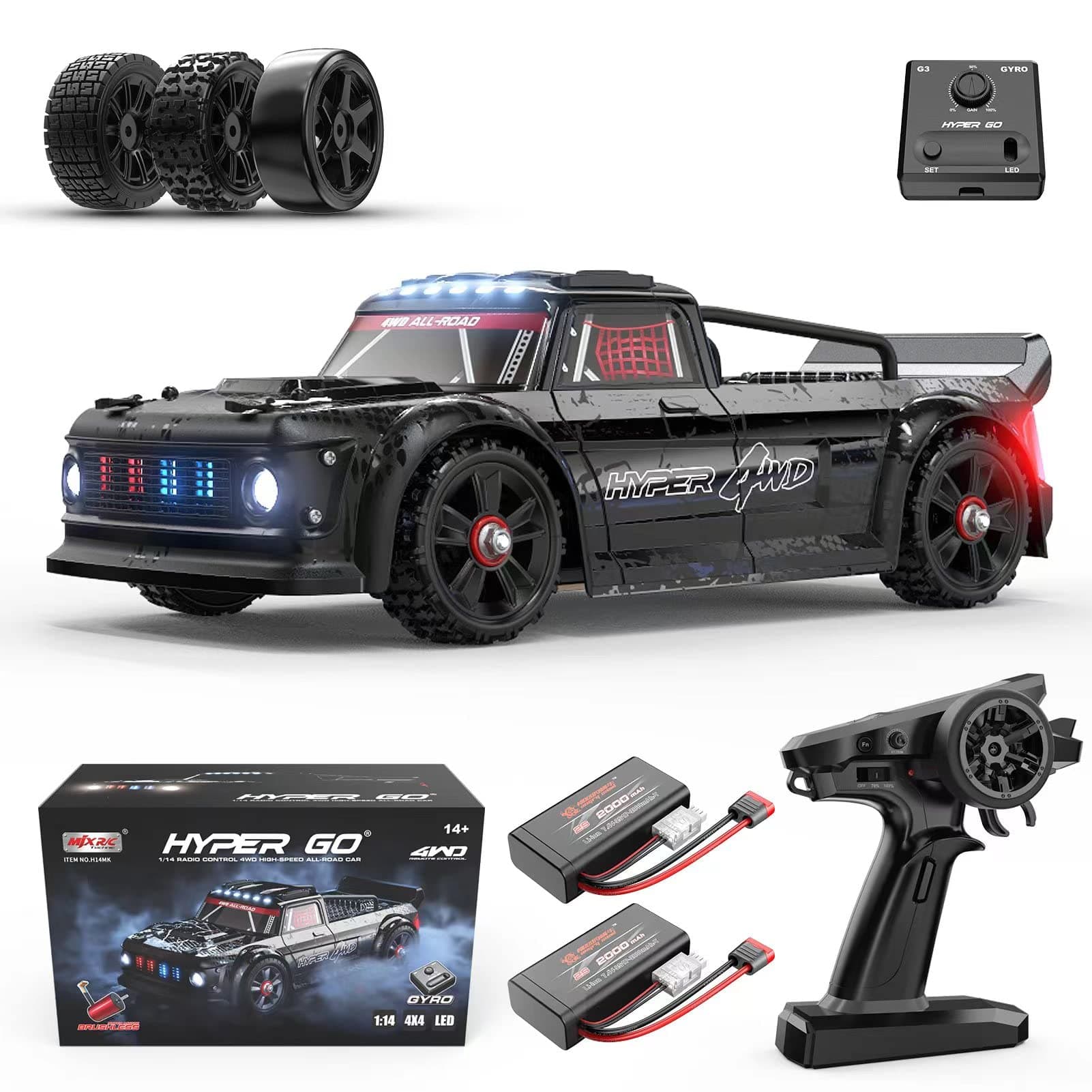 14301 V3 1/14 RTR Brushless RC Drift Car with Gyro, Max 38 mph Fast RC Cars for Adults, 4WD All-Road Street Bash RC Truck, Electric Powered High Speed Drifting for Adult