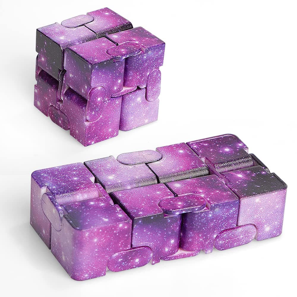 haipky Haiky Infinity Cube Mini Hand Held Finger Fidget Puzzle Toys Stress Anxiety Relief for Adults Kids ADD ADHD Good Gift Killing Time and Fun Magic (Purple Galaxy)