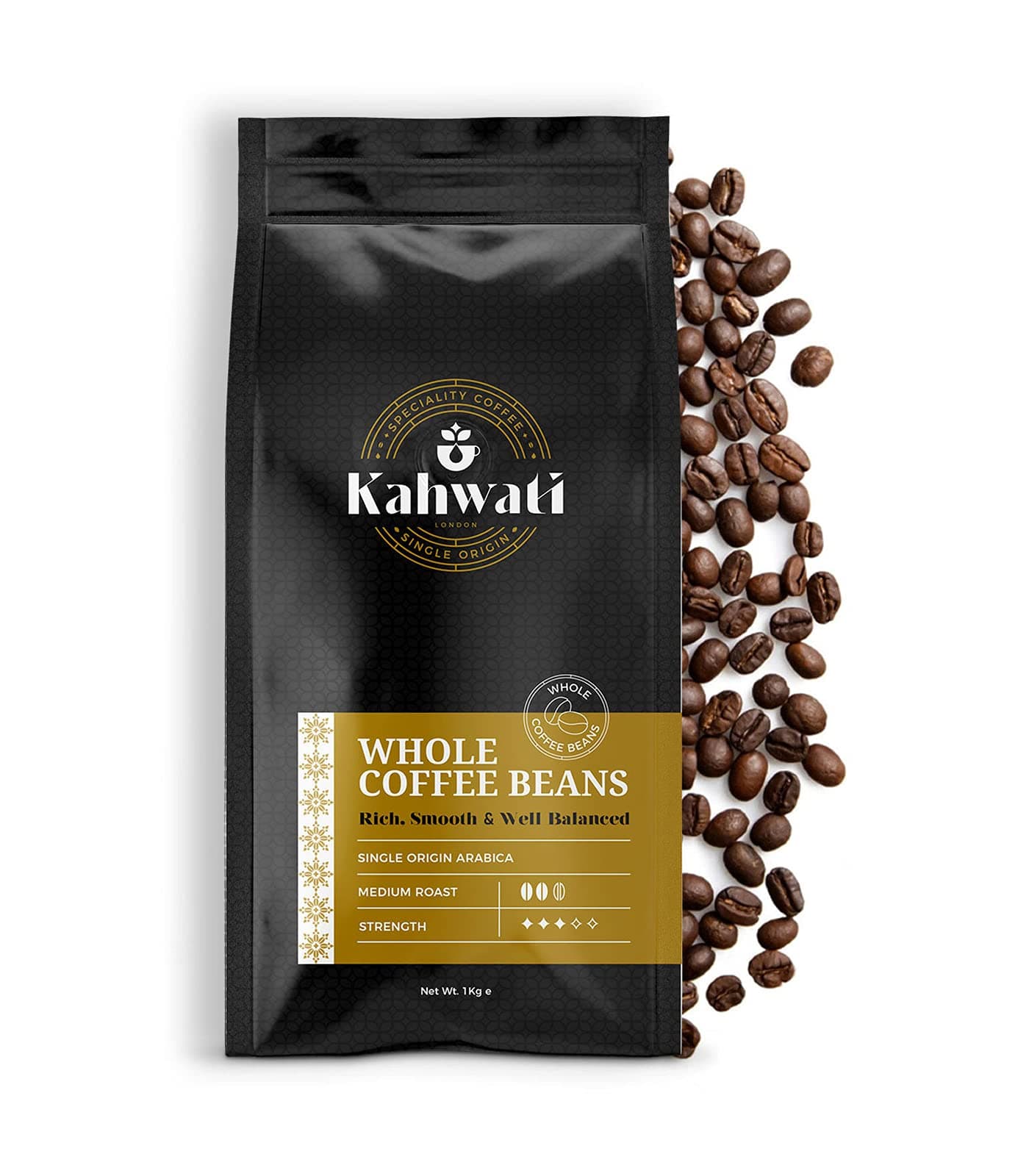 Kahwati | Medium Roast | Speciality Whole Coffee Beans | 100% Ethically Sourced Single Origin Arabica | Freshly Roasted In London | Rich Smooth & Well Balanced for Espresso - 1Kg |