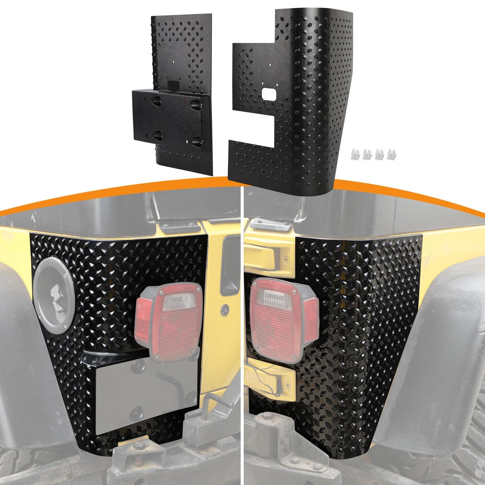 RT-TCZ for Jeep TJ Body Armor Rear Corner Guards Quarter Panel for Jeep Wrangler TJ 1997-2006 Black Exterior Accessories 2pcs