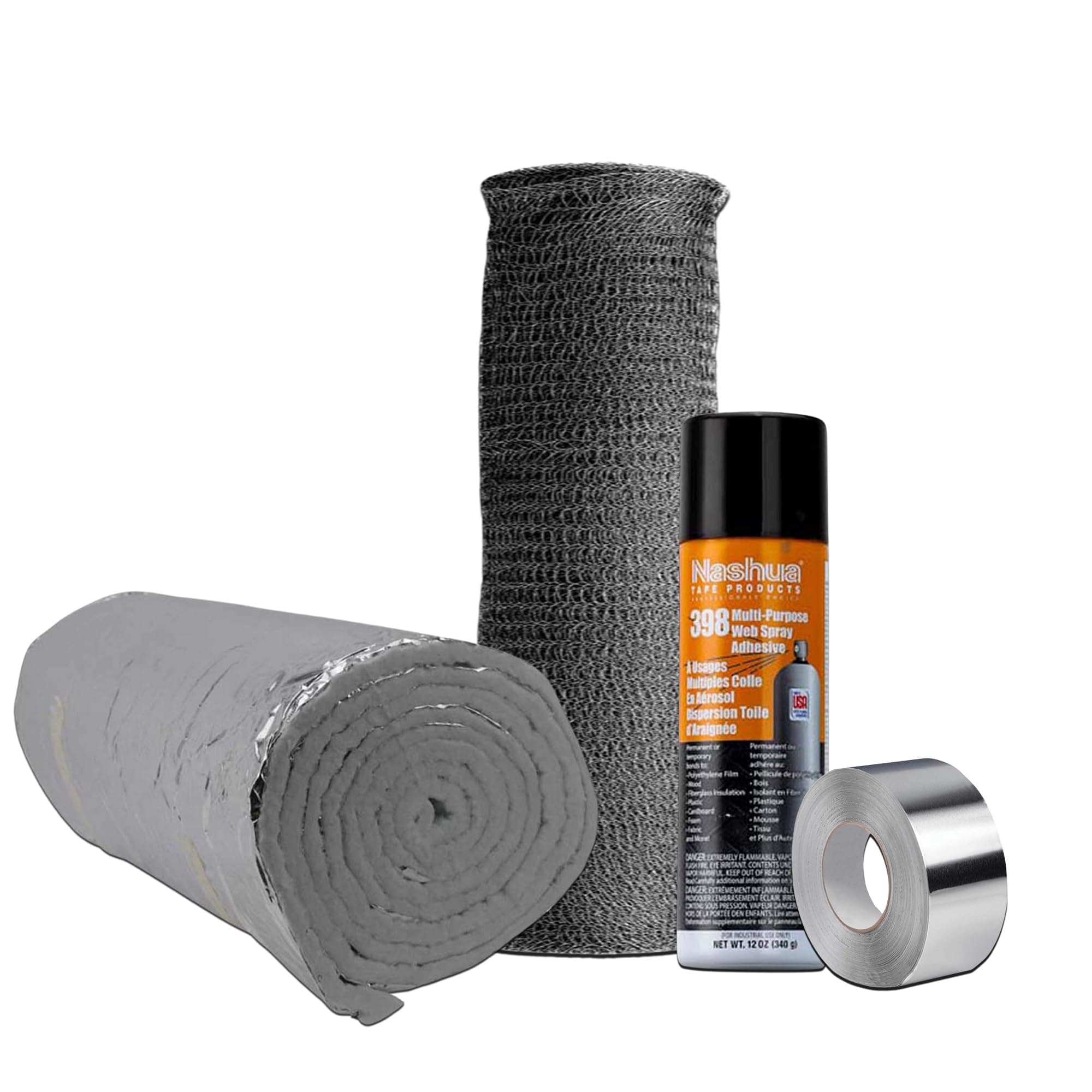 FireSafe 1/2" Flexible Chimney Liner Insulation Wrap Kit - Stainless Steel Liner Blanket with Mesh, Foil Tape and Adhesive - Fits 3in to 6in Diameter - 15ft Length