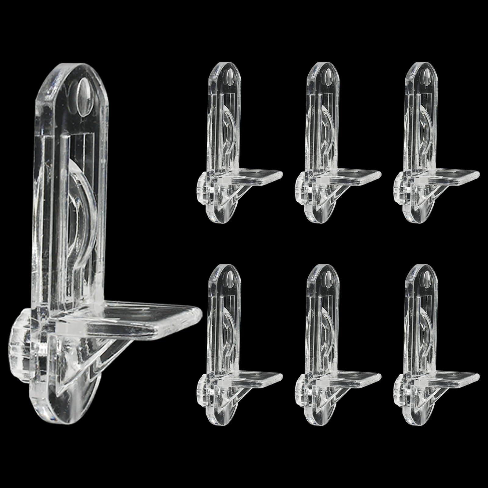 Rierdge 20 Pcs Plastic Locking Shelf Pins 8mm, 1-3/16” Clear Plastic Locking Shelf Support Peg Clips for 8mm Diameter Peg Hole & 1-3/16 Inch Cabinet Shelf