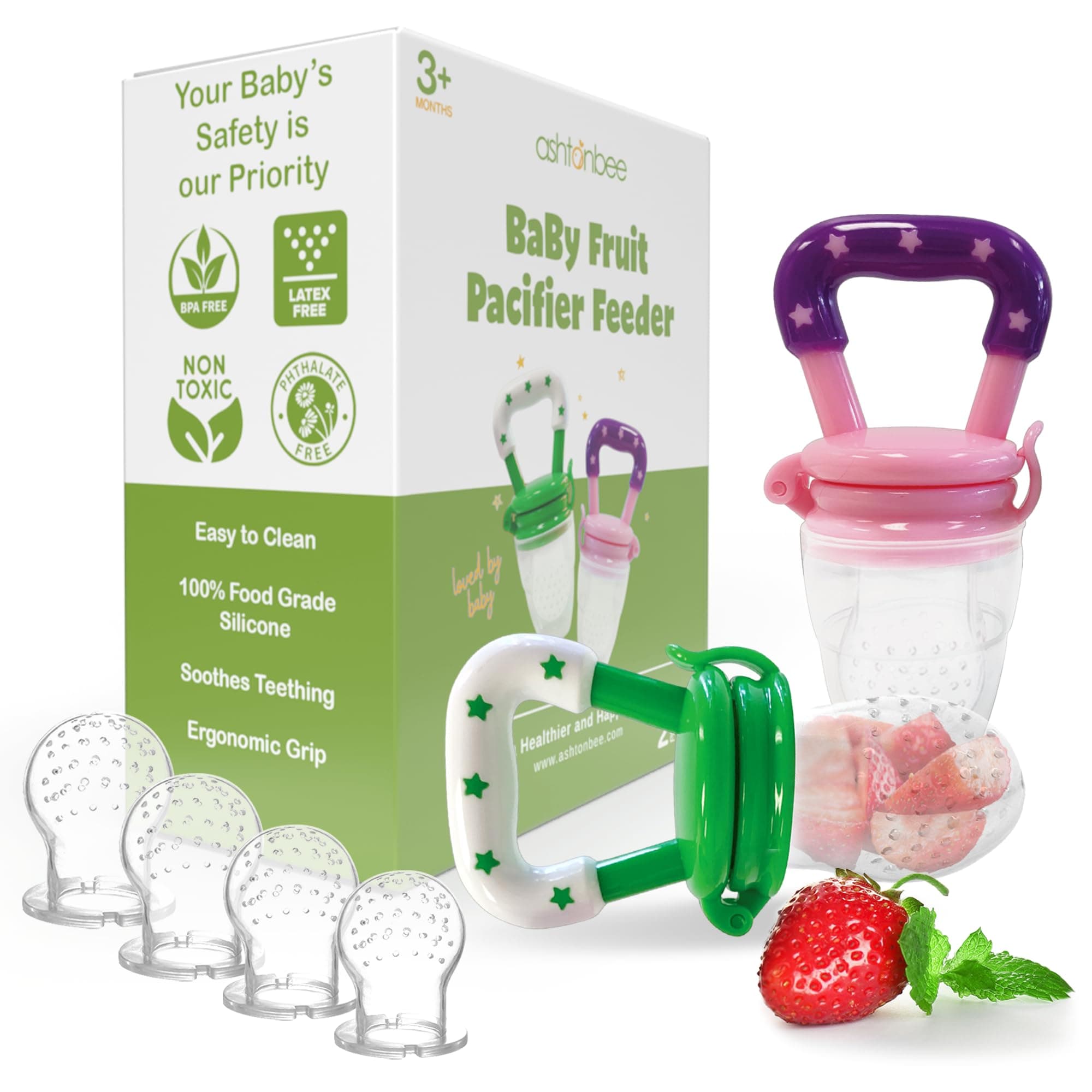 Ashtonbee Baby Fruit Feeder Pacifier Fresh Food Nibbler -2 Pack