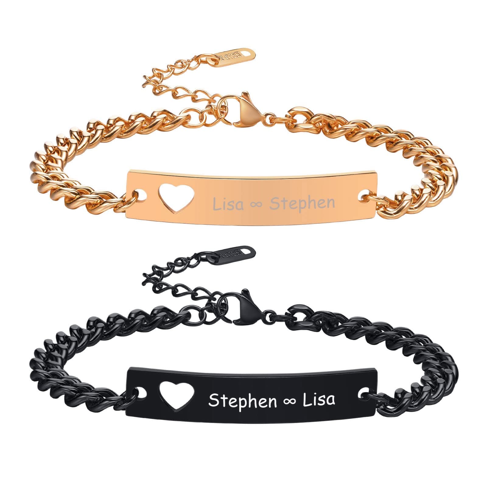 VNOXCustomizable Bracelets Link Bracelets Personalized Engraved Couple Bracelets BFF Brother Sisters Bracelets Family Bracelets