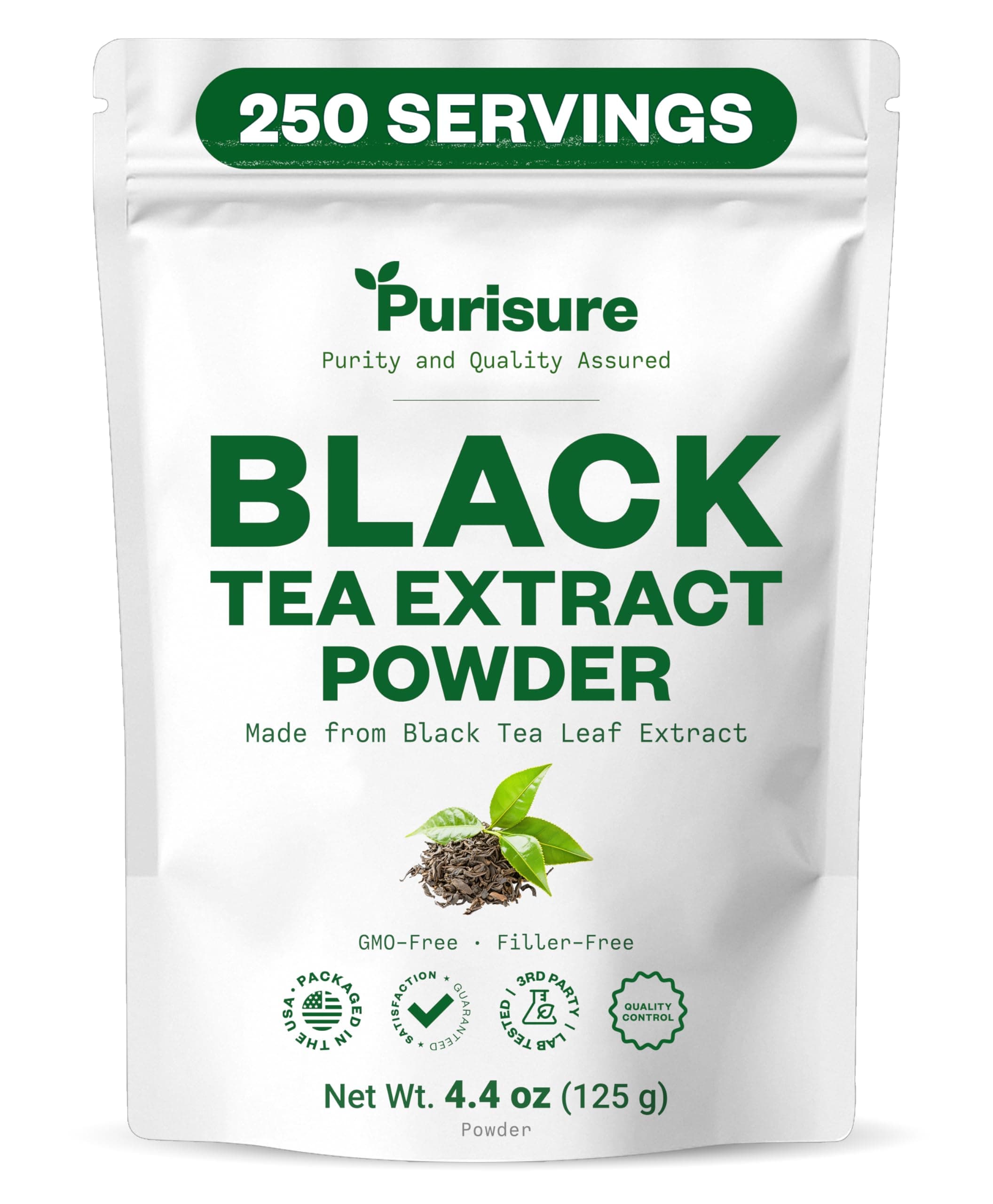 Instant Black Tea Powder, 125g, Pure Formula, Quick Dissolve for Hot/Cold Tea, Unsweetened Instant Tea Powder for Beverages, Baking, Energy & Health Boost, No Additives, Non-GMO, 125 Servings
