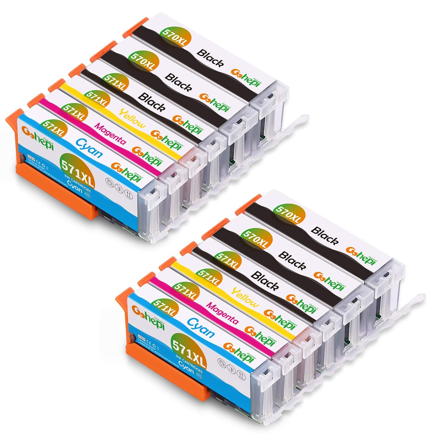 Gohepi Compatible Cartridge Replacement for Canon PGI-570XL CLI-571XL Ink Cartridges, 2 Set+2 Black Compatible with Canon PIXMA MG5750 MG6851 MG5751 MG6850 MG5753 MG6853 MG6852 MG6800 MG5752 MG5700