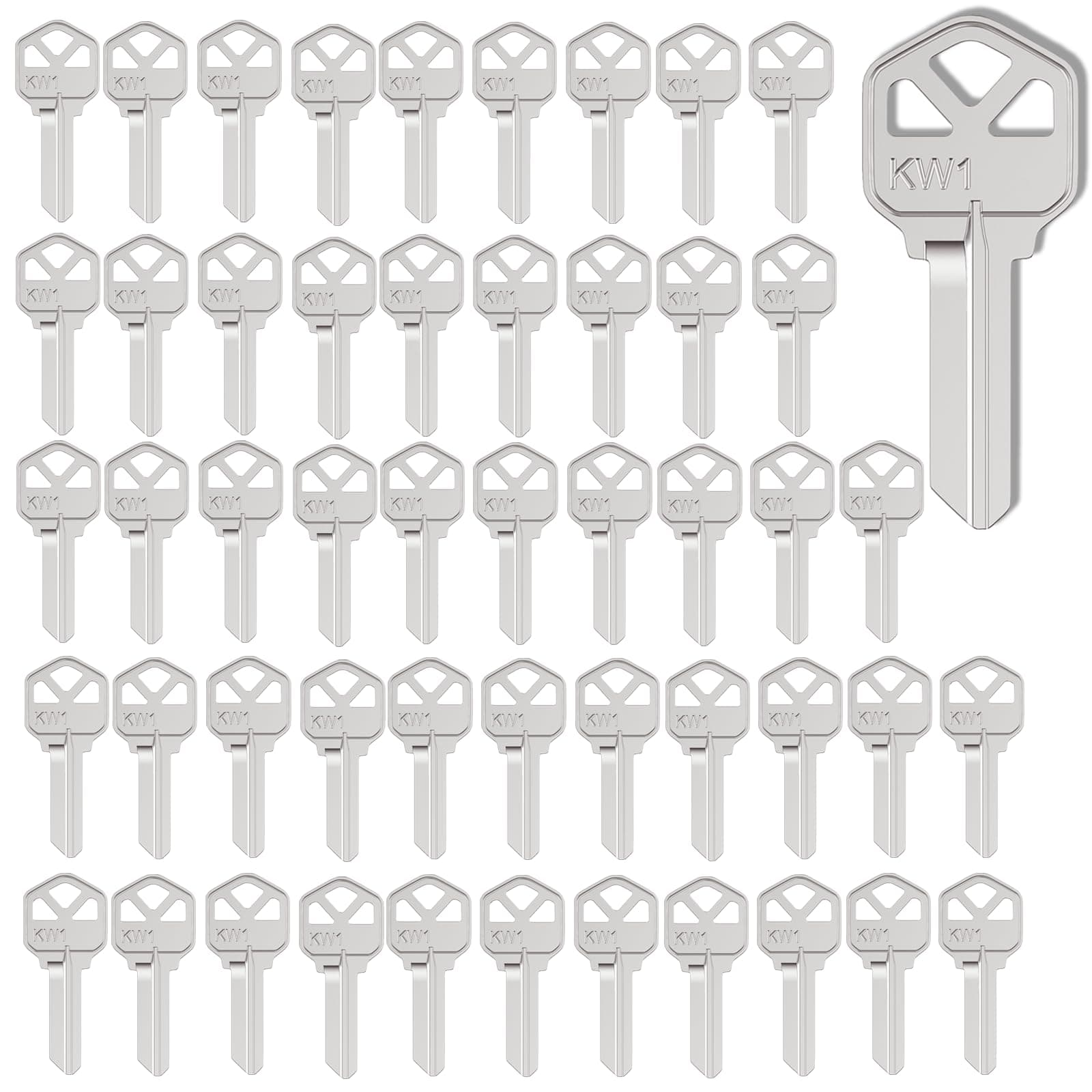 Blank Key Blanks, Pack of 50 Uncut Blank Keys, Copper Structures Blank Keys for Kwikset(KW1)