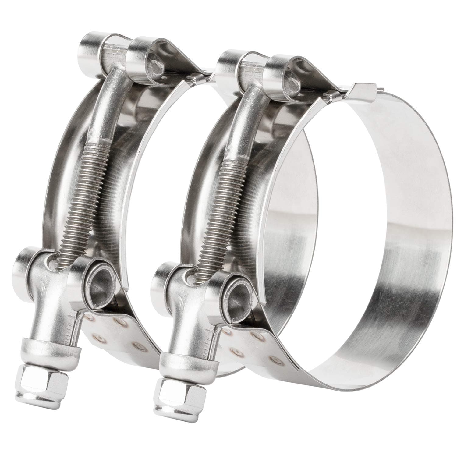 2 Pack 2.75 Inch Stainless Steel T-Bolt Hose Clamps, Clamp Range 75-83mm for 2.75" Hose ID, Pack of 2