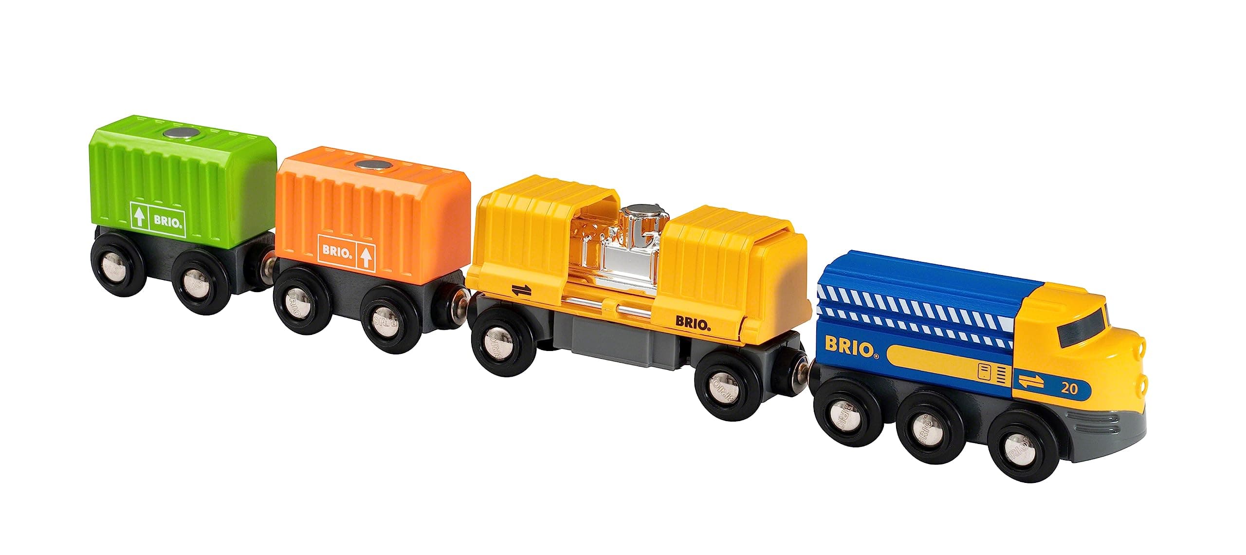 33982 Three-Wagon Cargo Train - Kid-Friendly Wooden Toy Train | Engaging Play Experience | Compatible with All Railway Tracks | Ideal for Kids Age 3 & Up | FSC-Certified Materials