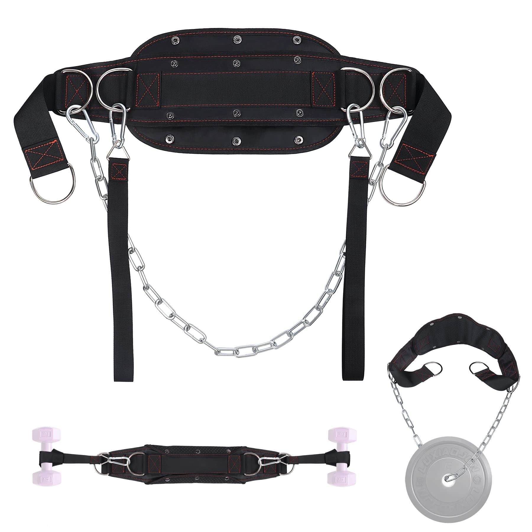 Dip Belt & Hip Thrust Belt, Achwishap 2 in 1 Fitness Belt for Gym Weightlifting, Pullup, Squat and Hip Thrust, Exercise Strap with Chain, D Rings, Folding Width for Multiple Needs